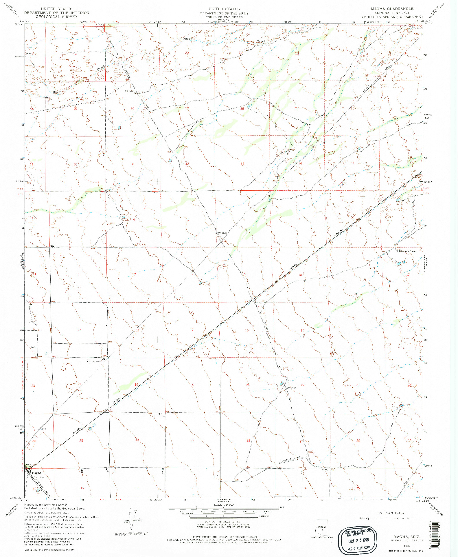 USGS 1:24000-SCALE QUADRANGLE FOR MAGMA, AZ 1956