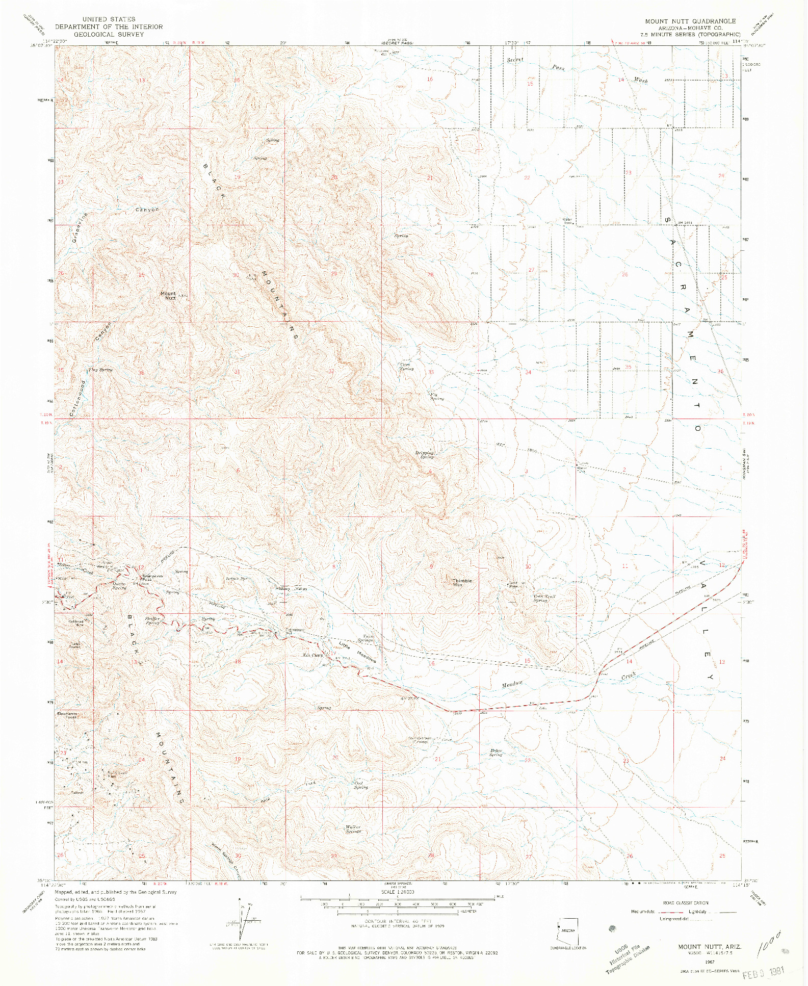 USGS 1:24000-SCALE QUADRANGLE FOR MOUNT NUTT, AZ 1967