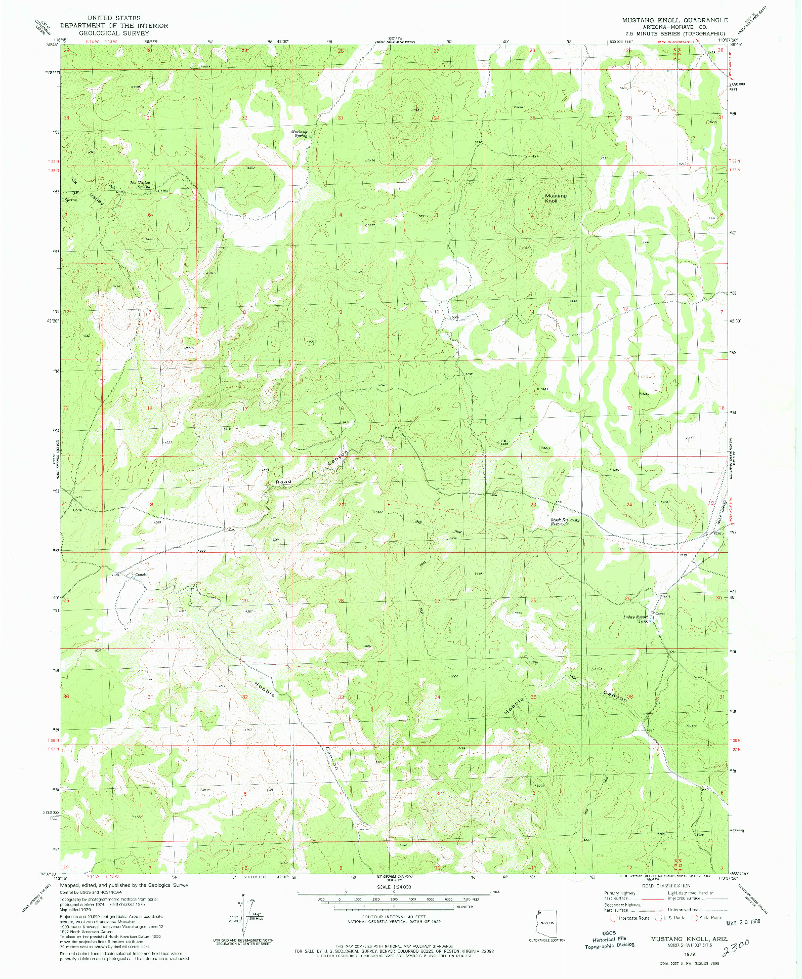 USGS 1:24000-SCALE QUADRANGLE FOR MUSTANG KNOLL, AZ 1979