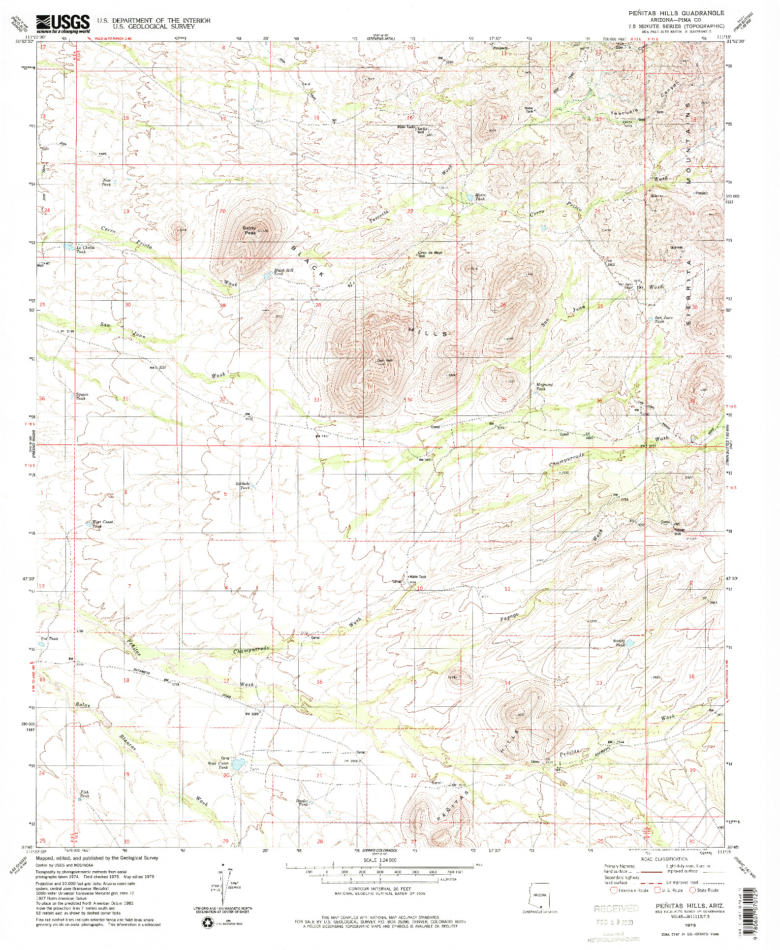 USGS 1:24000-SCALE QUADRANGLE FOR PENITAS HILLS, AZ 1979