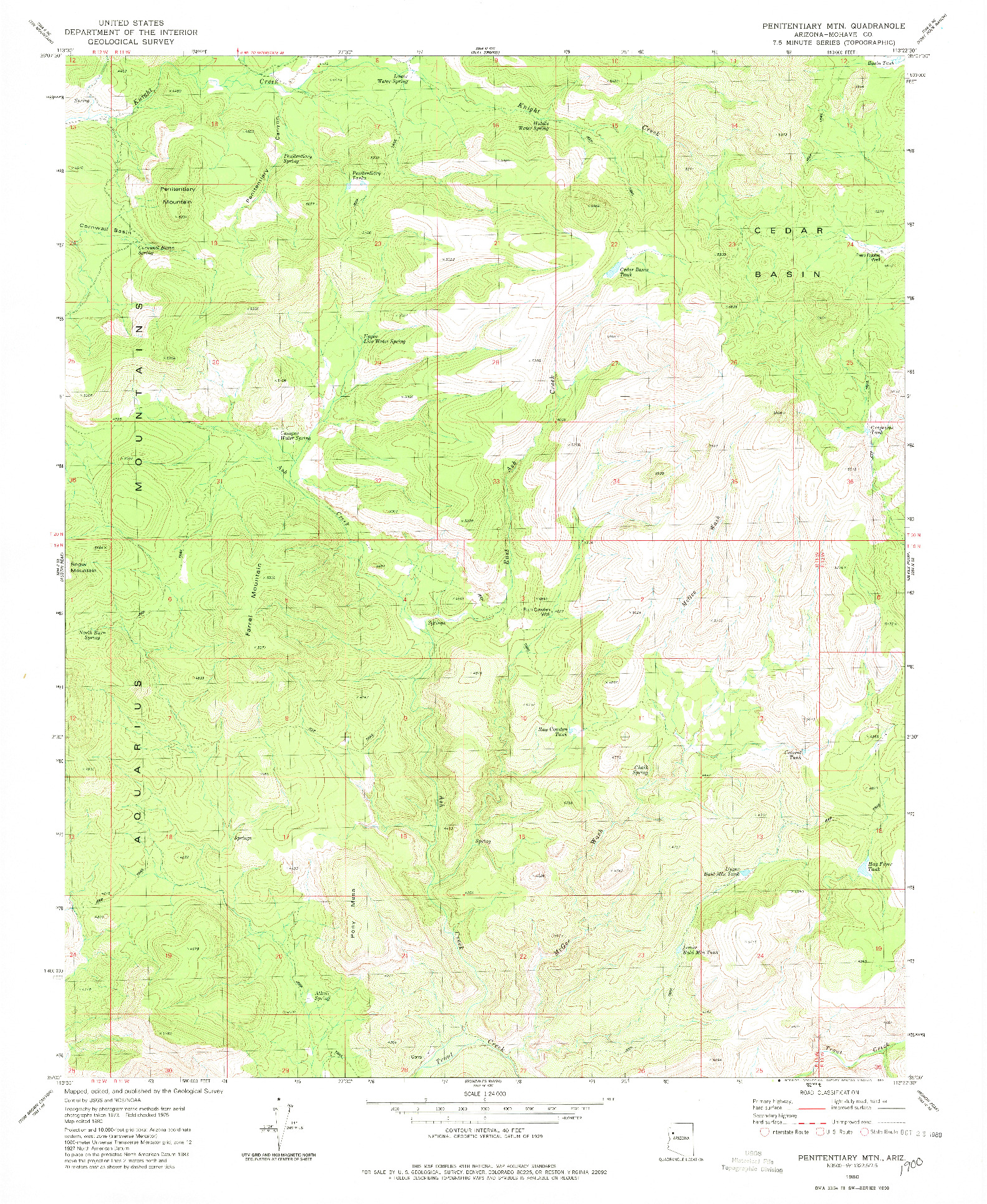 USGS 1:24000-SCALE QUADRANGLE FOR PENITENTIARY MTN, AZ 1980