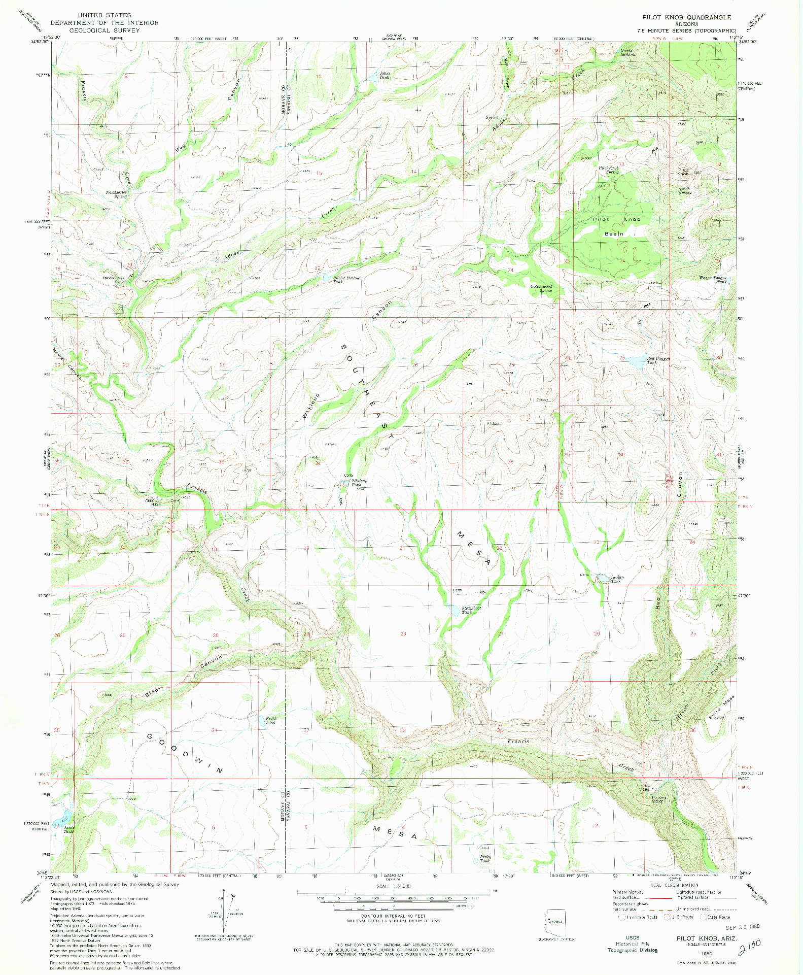 USGS 1:24000-SCALE QUADRANGLE FOR PILOT KNOB, AZ 1980