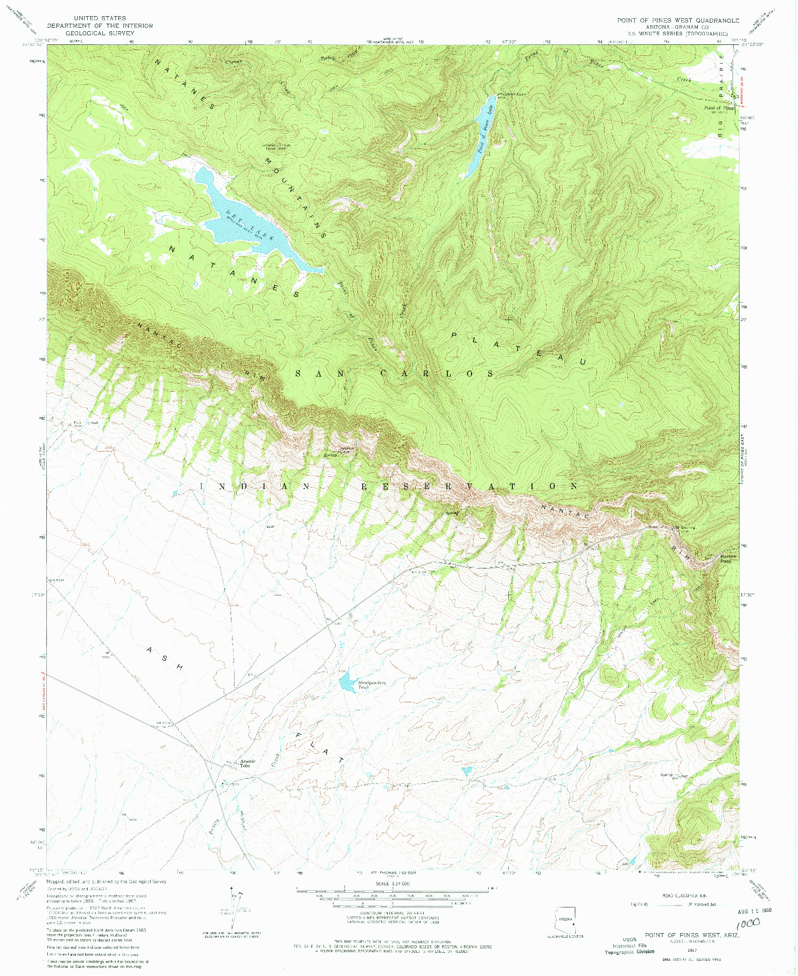 USGS 1:24000-SCALE QUADRANGLE FOR POINT OF PINES WEST, AZ 1967