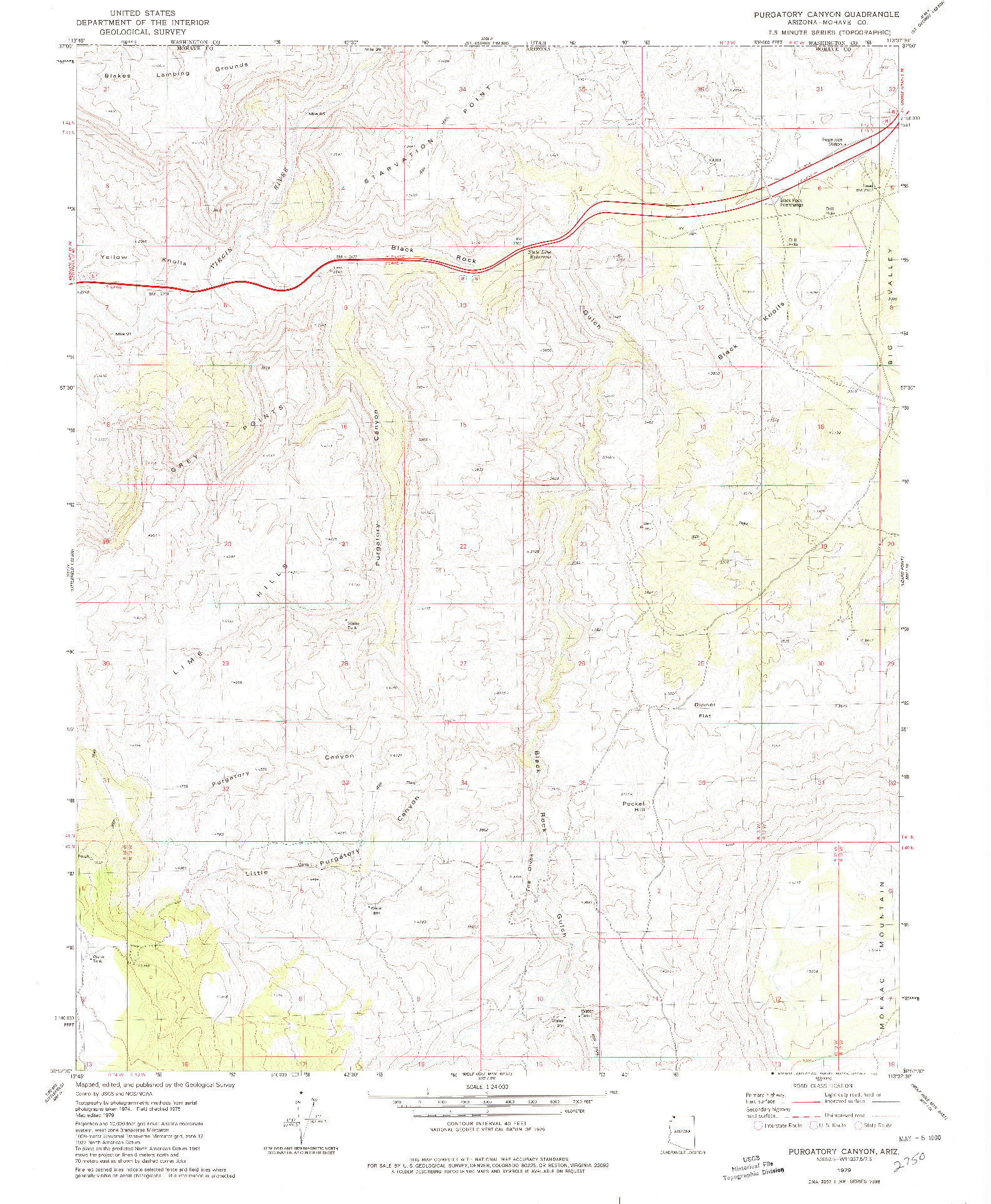 USGS 1:24000-SCALE QUADRANGLE FOR PURGATORY CANYON, AZ 1979