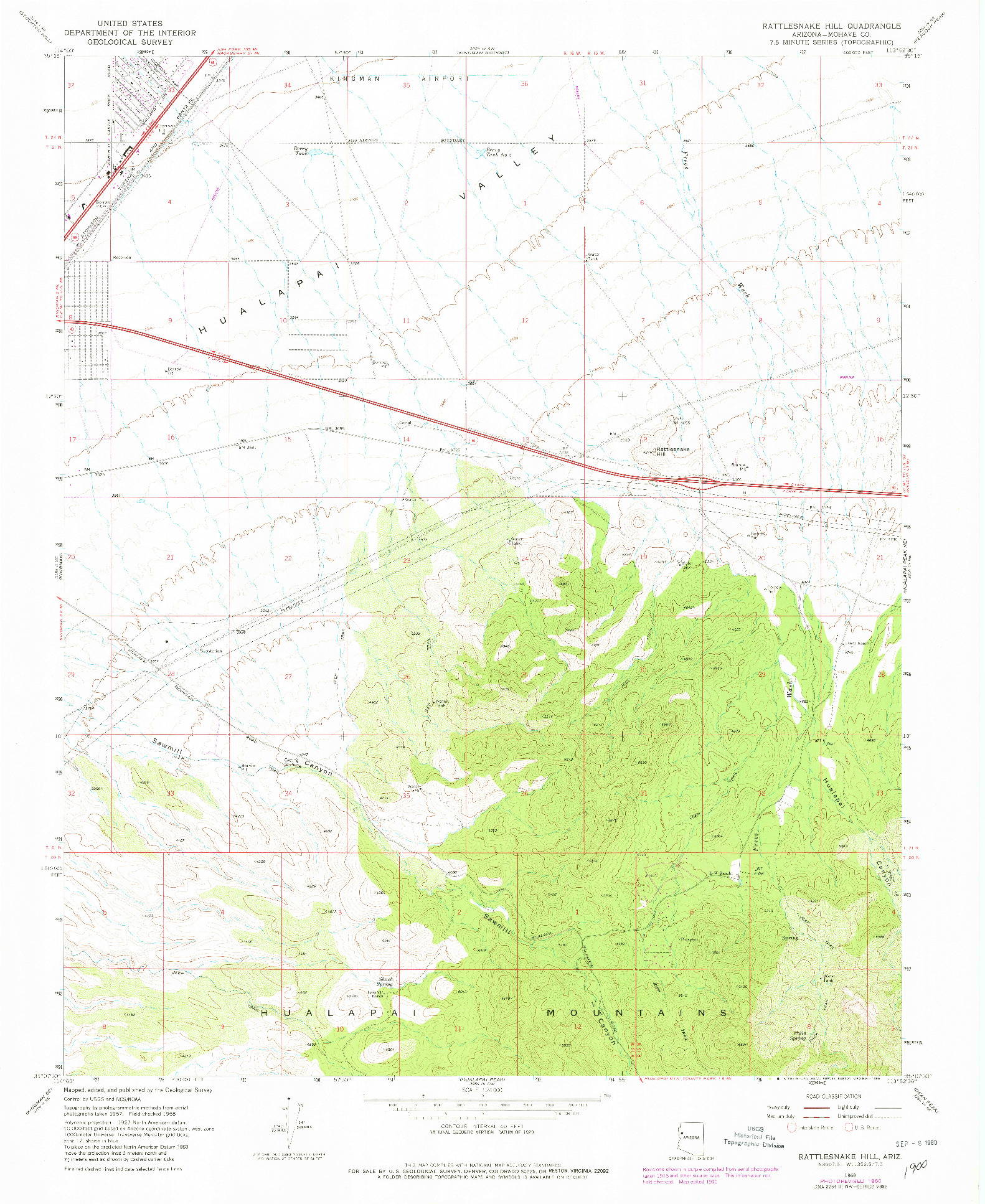 USGS 1:24000-SCALE QUADRANGLE FOR RATTLESNAKE HILL, AZ 1968