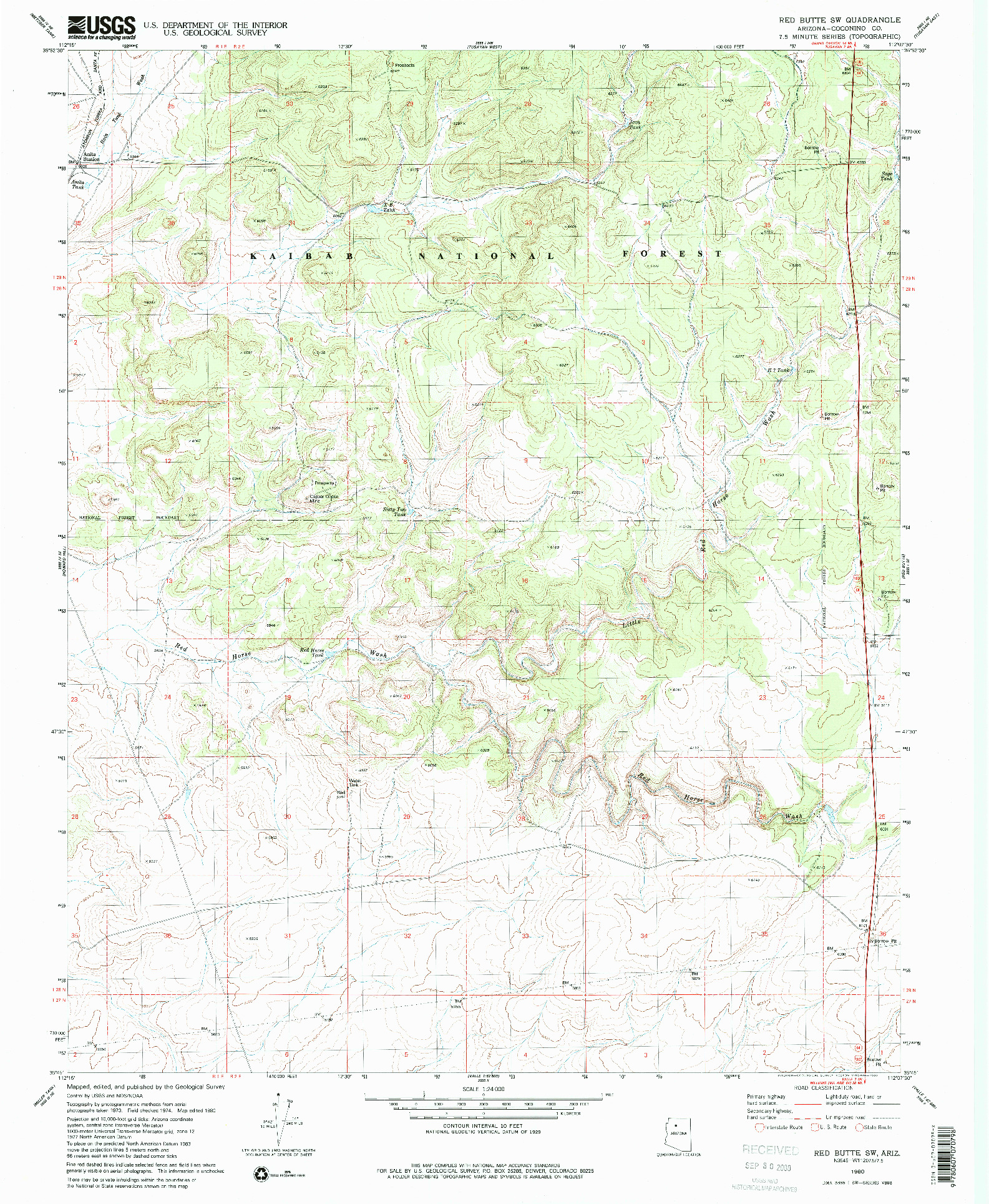 USGS 1:24000-SCALE QUADRANGLE FOR RED BUTTE SW, AZ 1980
