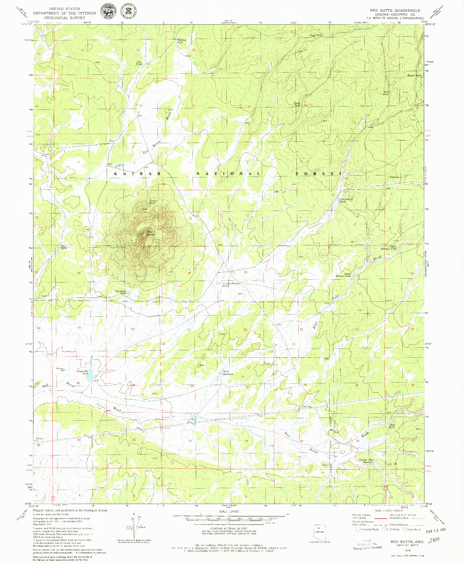 USGS 1:24000-SCALE QUADRANGLE FOR RED BUTTE, AZ 1979