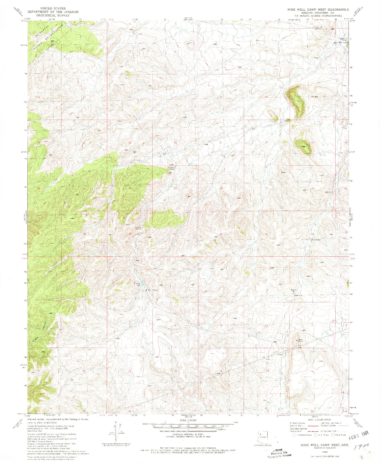 USGS 1:24000-SCALE QUADRANGLE FOR ROSE WELL CAMP WEST, AZ 1980