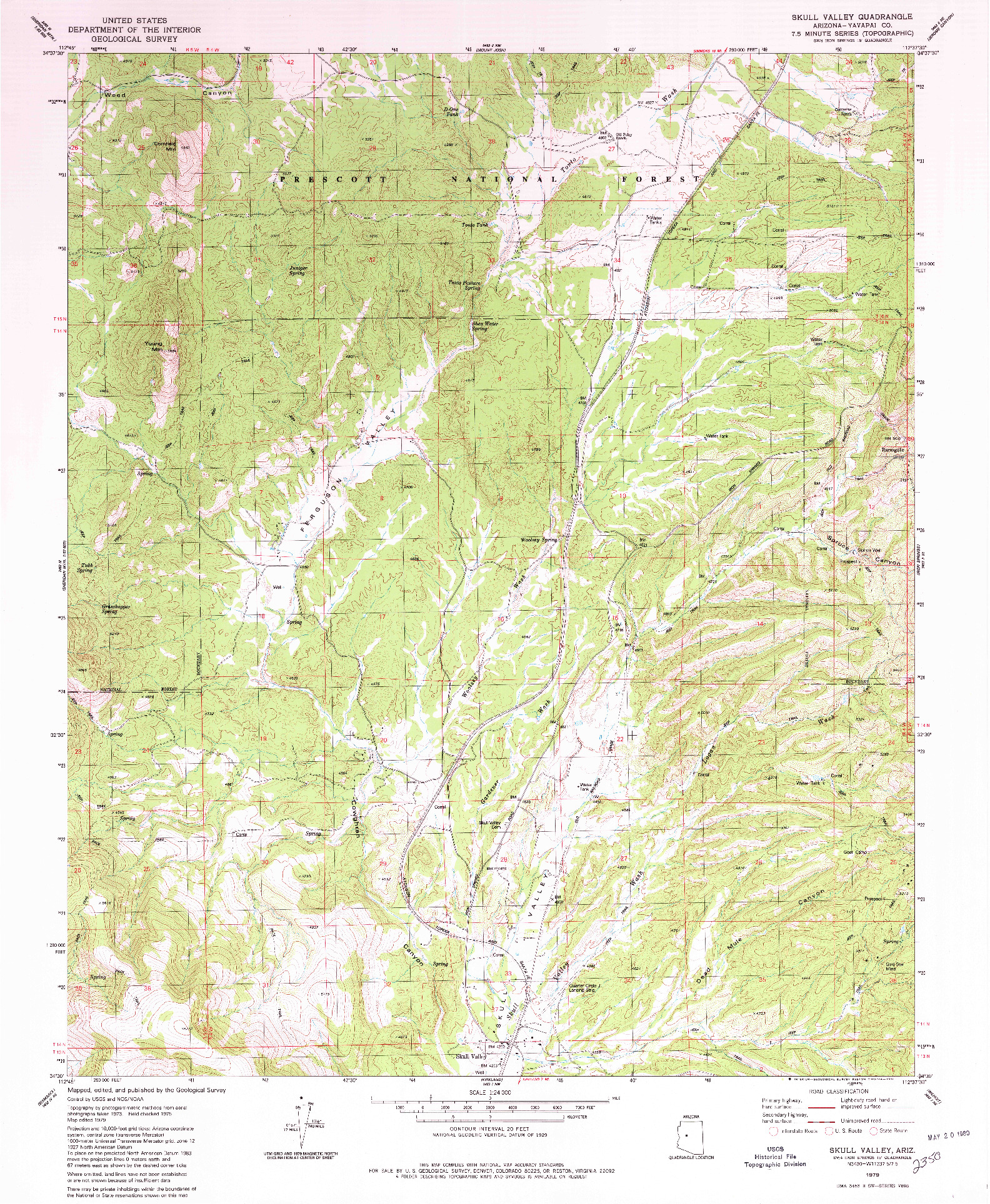 USGS 1:24000-SCALE QUADRANGLE FOR SKULL VALLEY, AZ 1979