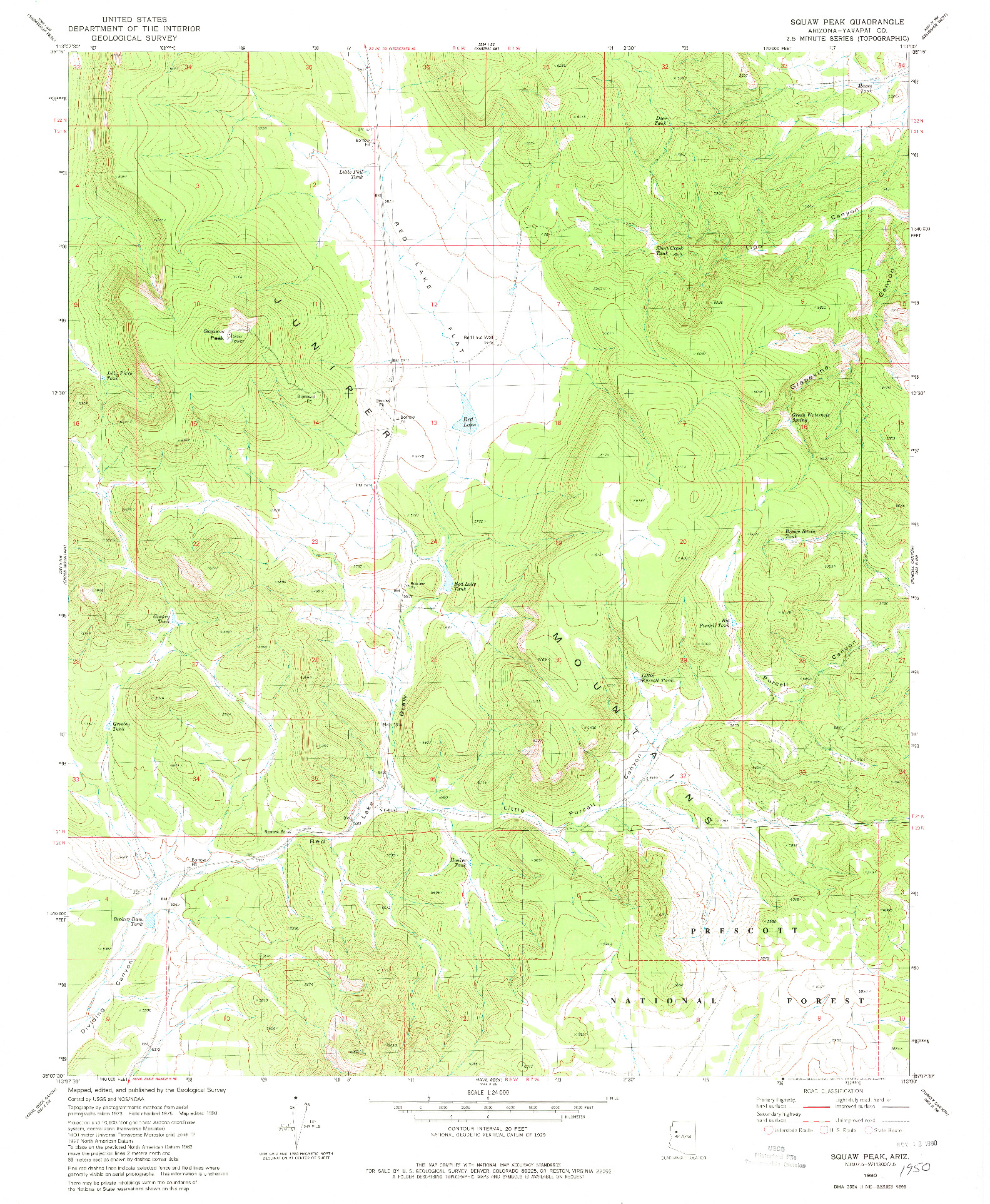 USGS 1:24000-SCALE QUADRANGLE FOR SQUAW PEAK, AZ 1980