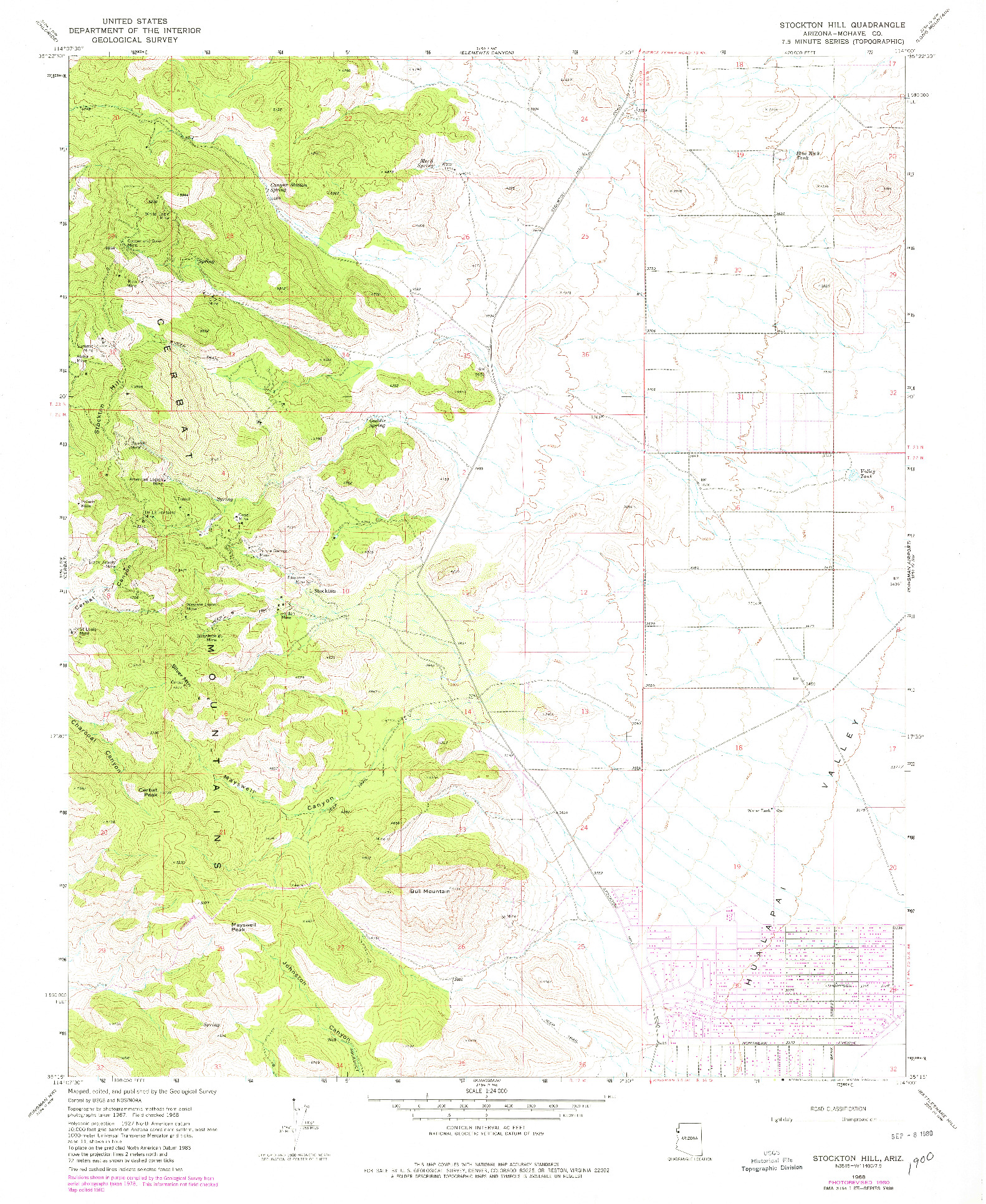 USGS 1:24000-SCALE QUADRANGLE FOR STOCKTON HILL, AZ 1968