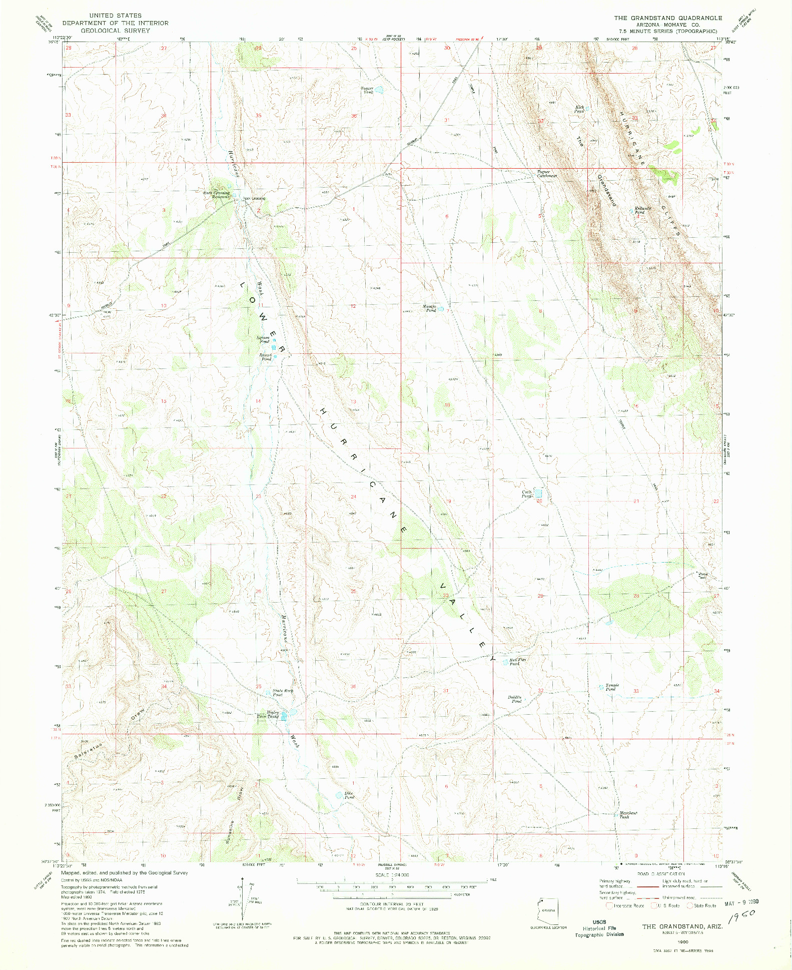 USGS 1:24000-SCALE QUADRANGLE FOR THE GRANDSTAND, AZ 1980