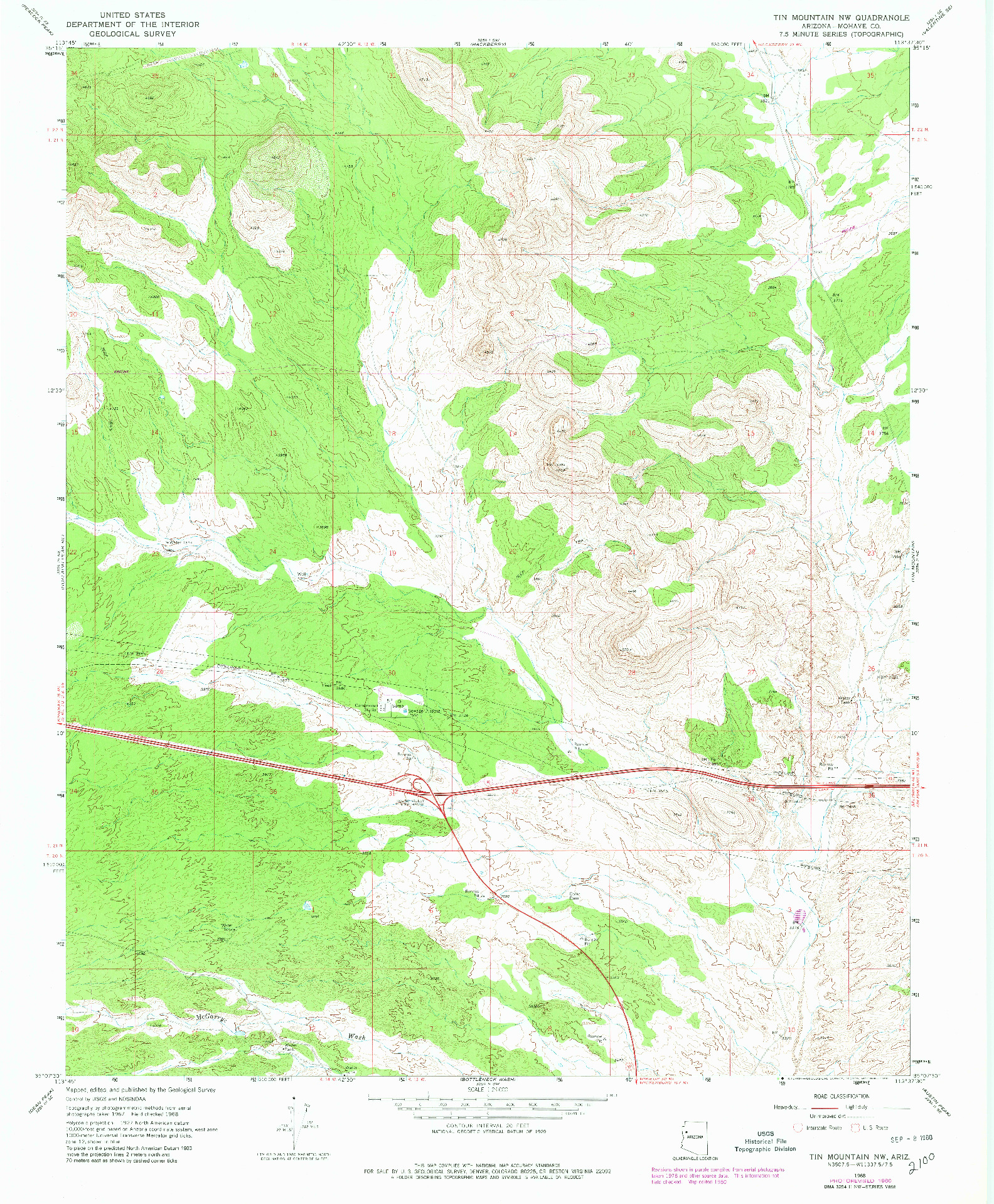 USGS 1:24000-SCALE QUADRANGLE FOR TIN MOUNTAIN NW, AZ 1968