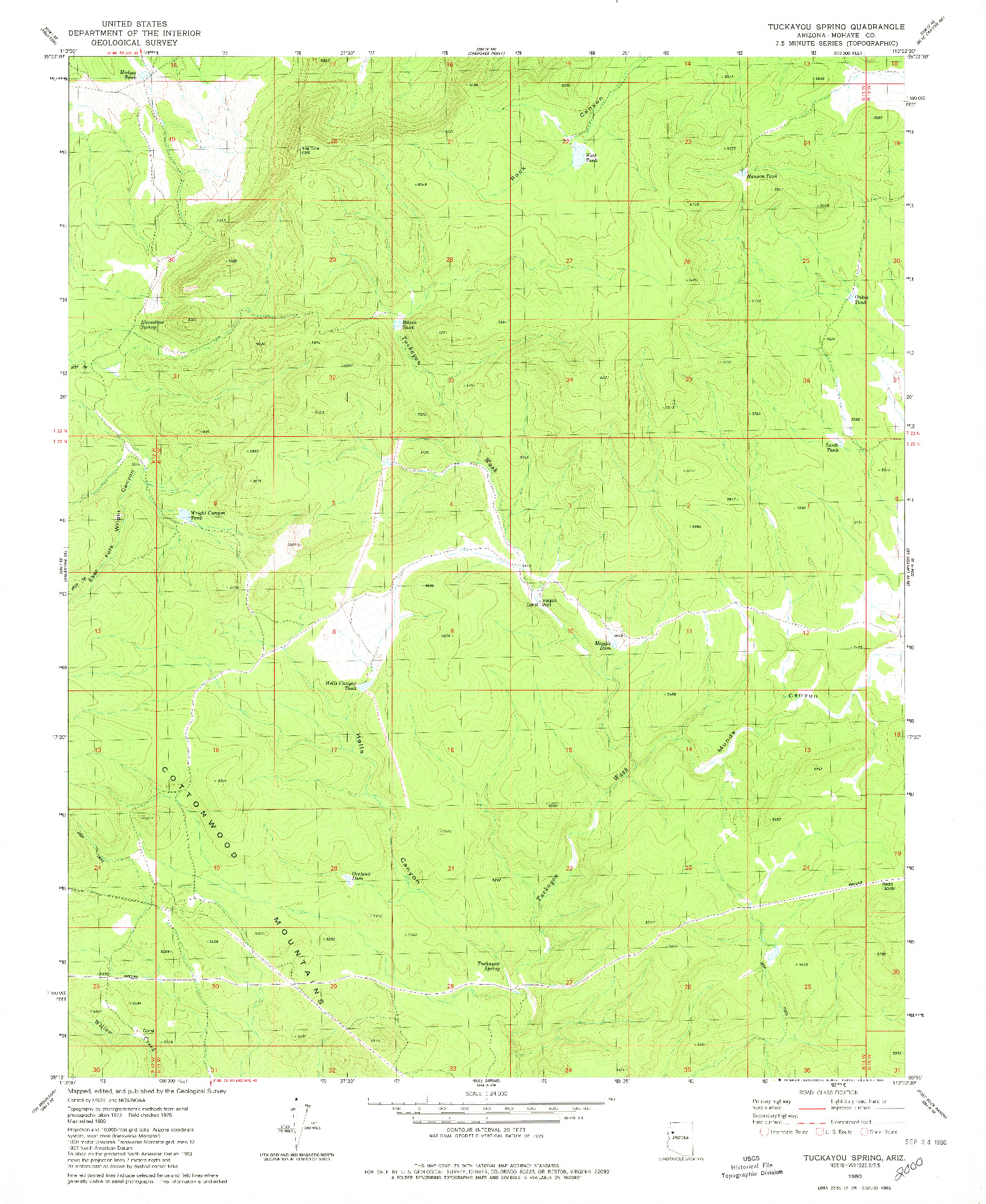 USGS 1:24000-SCALE QUADRANGLE FOR TUCKAYOU SPRING, AZ 1980