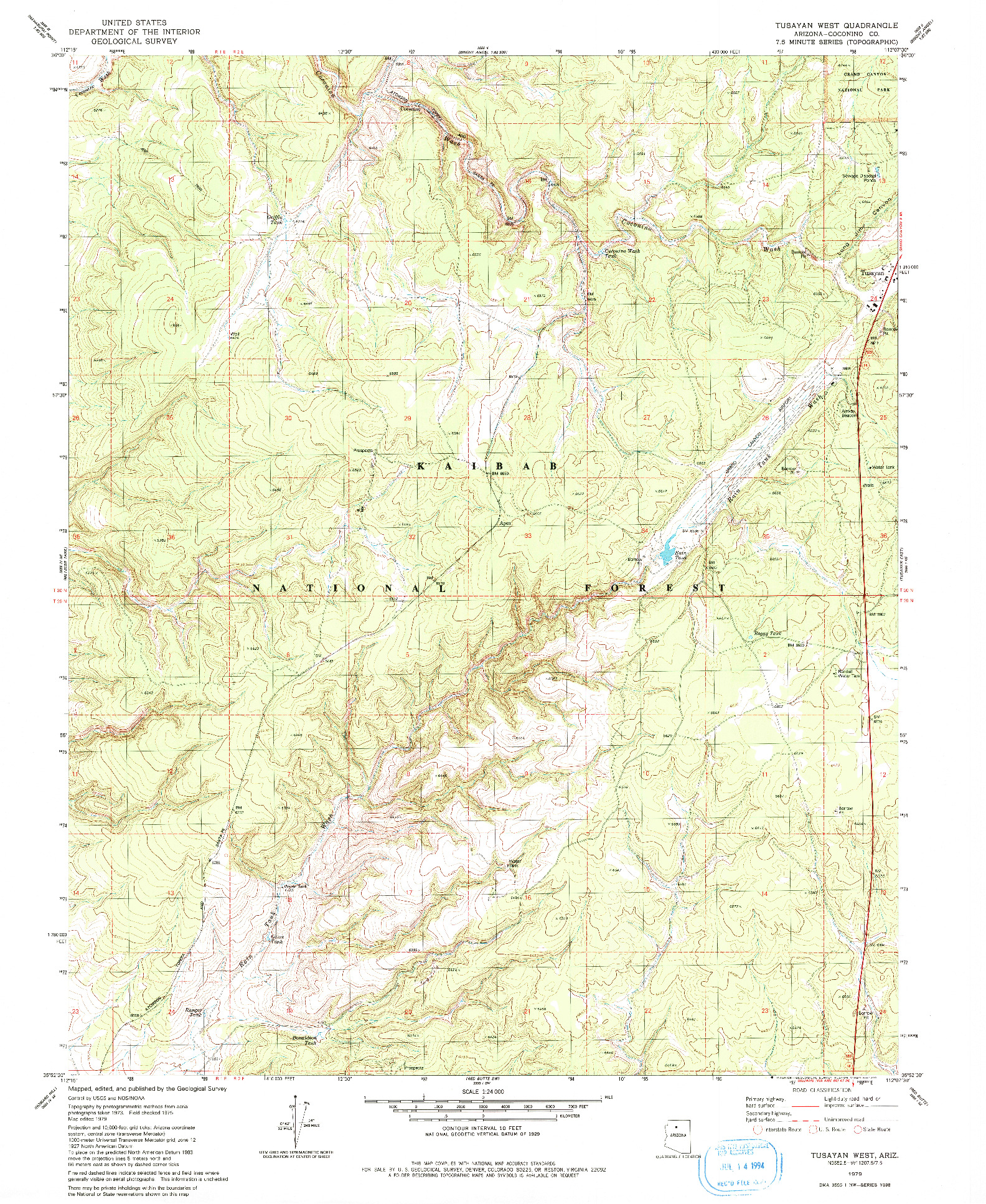 USGS 1:24000-SCALE QUADRANGLE FOR TUSAYAN WEST, AZ 1979