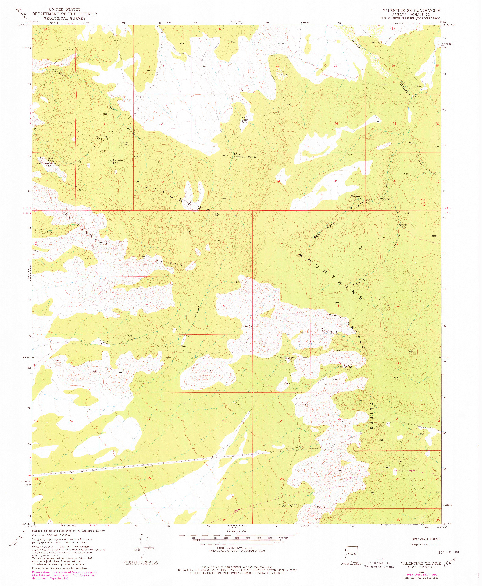 USGS 1:24000-SCALE QUADRANGLE FOR VALENTINE SE, AZ 1968