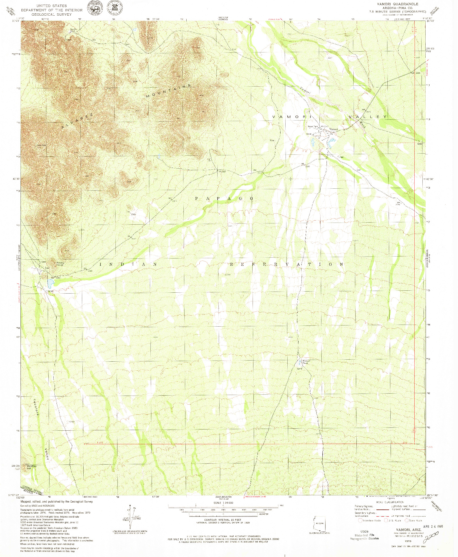 USGS 1:24000-SCALE QUADRANGLE FOR VAMORI, AZ 1979