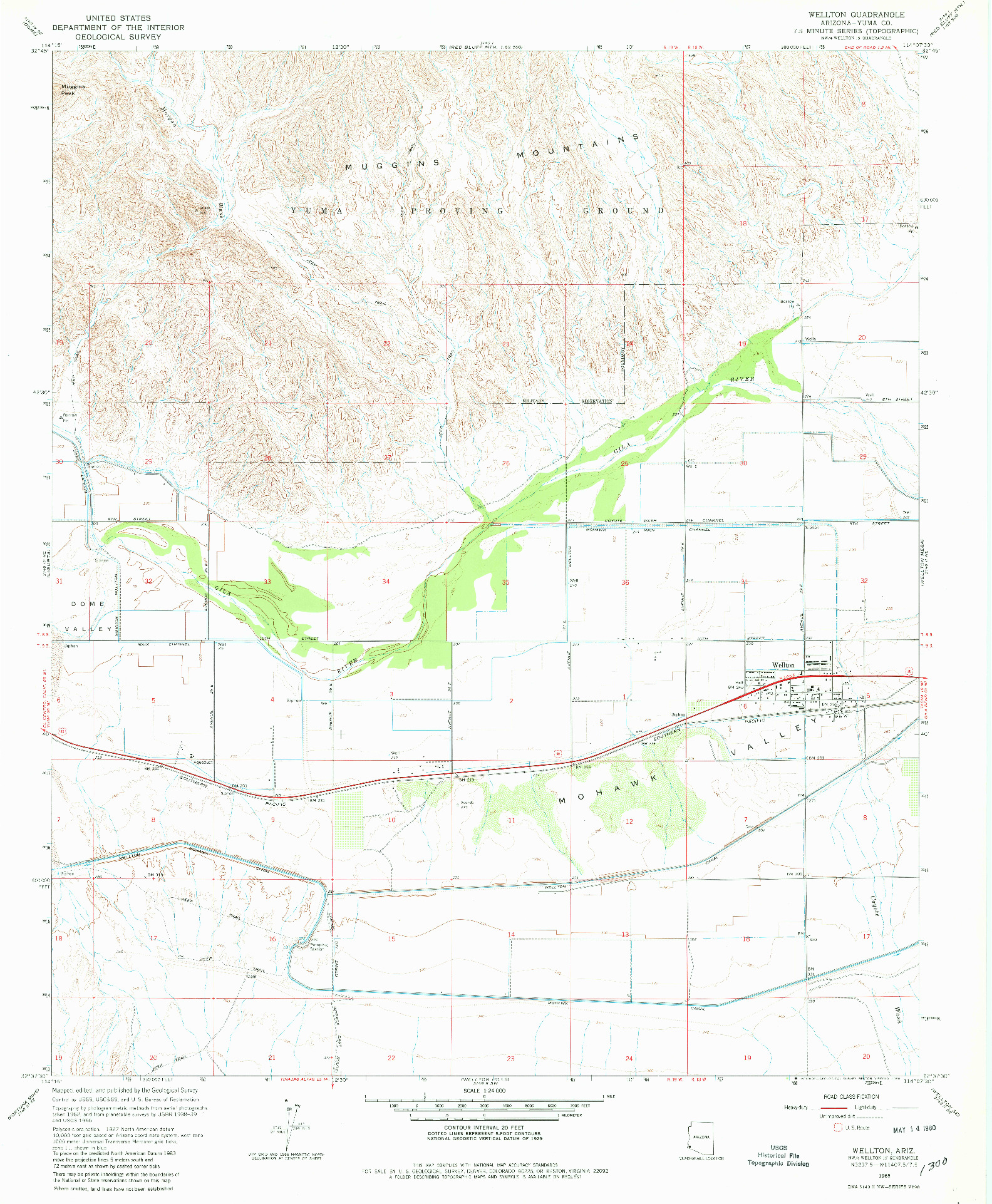USGS 1:24000-SCALE QUADRANGLE FOR WELLTON, AZ 1965