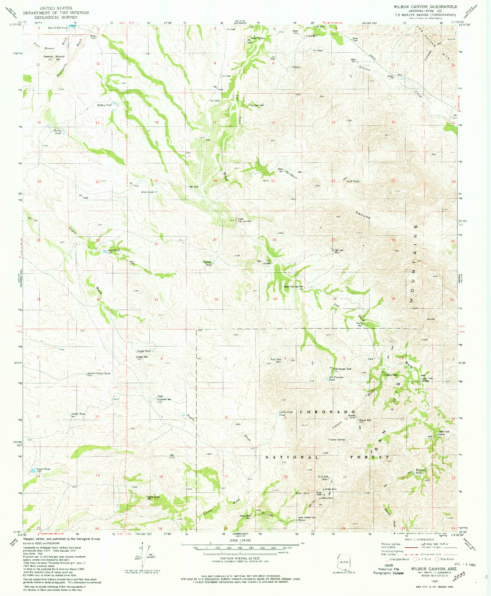 USGS 1:24000-SCALE QUADRANGLE FOR WILBUR CANYON, AZ 1980