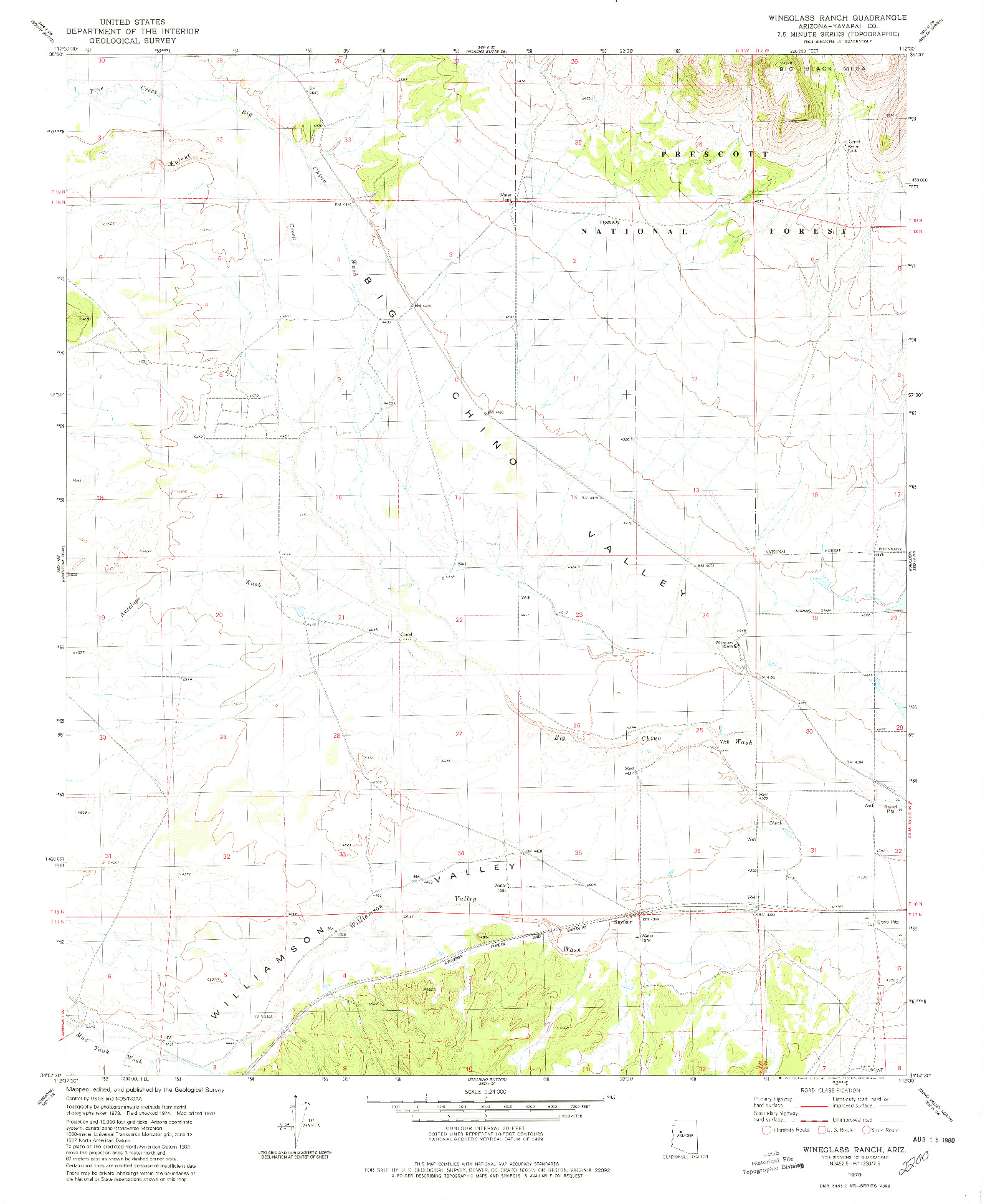 USGS 1:24000-SCALE QUADRANGLE FOR WINEGLASS RANCH, AZ 1979