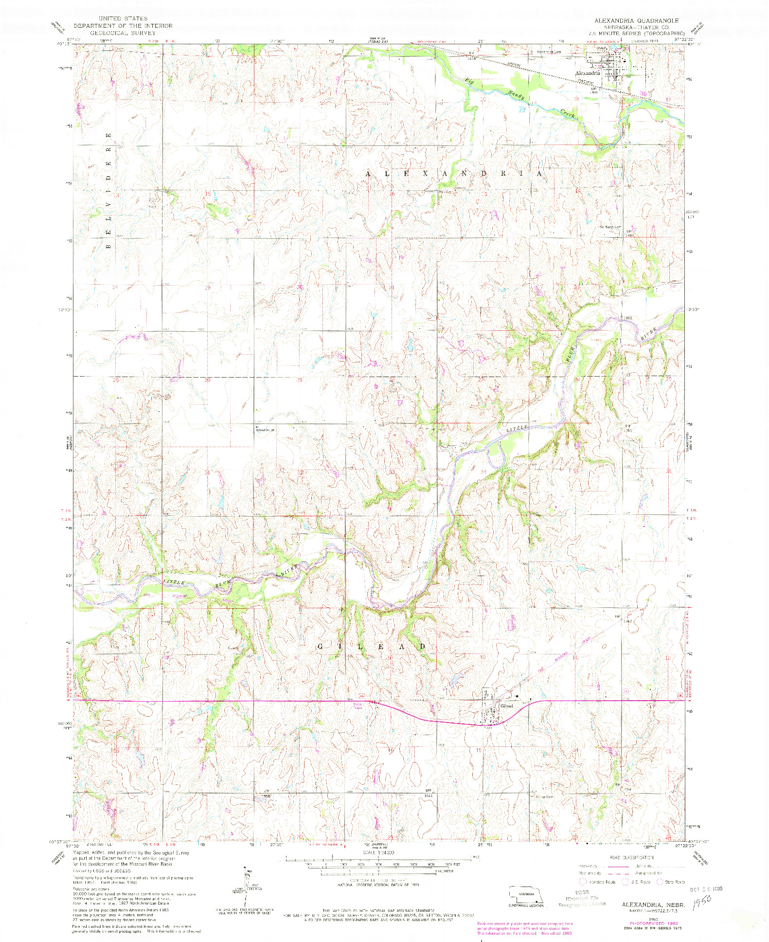 USGS 1:24000-SCALE QUADRANGLE FOR ALEXANDRIA, NE 1960