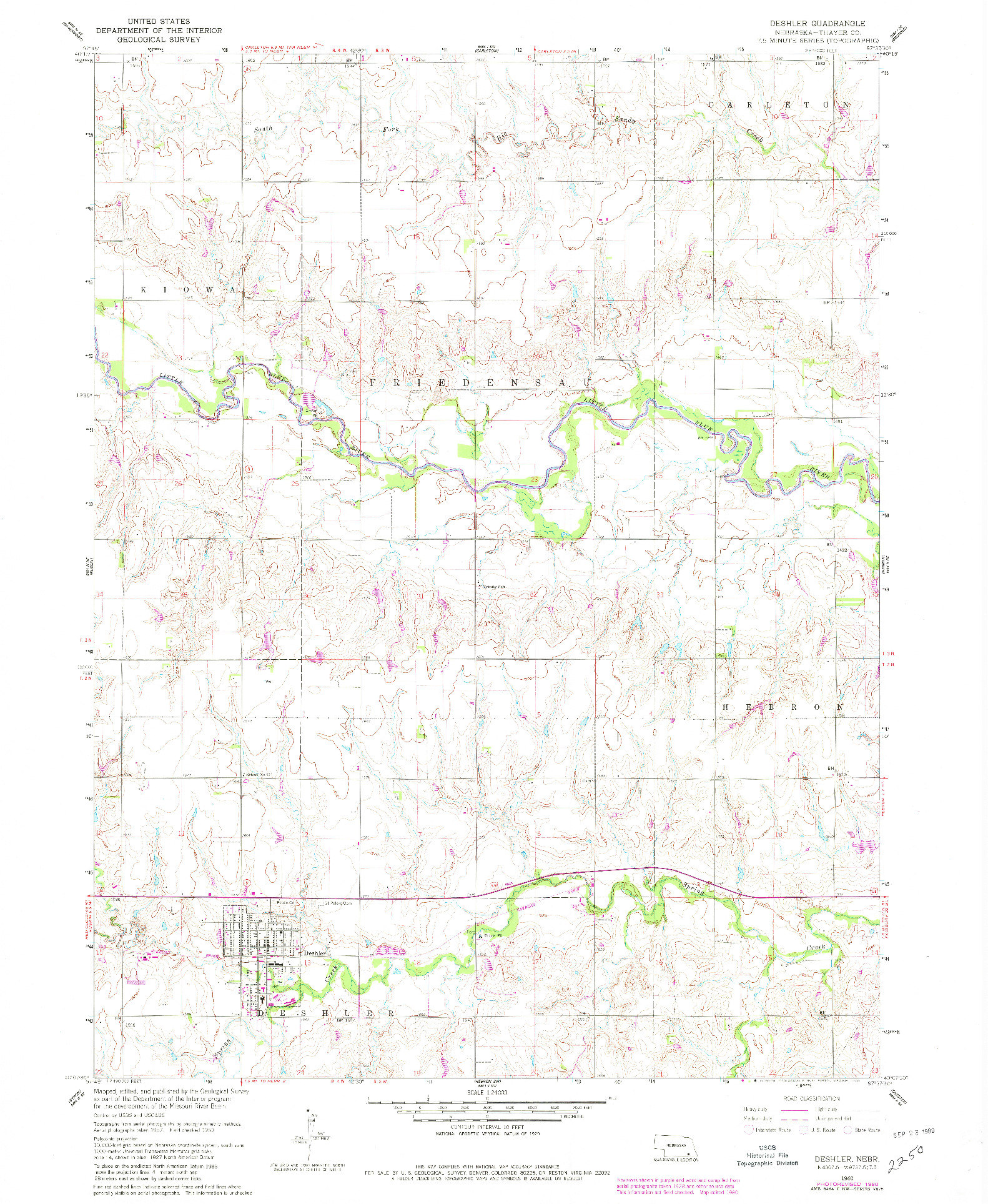 USGS 1:24000-SCALE QUADRANGLE FOR DESHLER, NE 1960