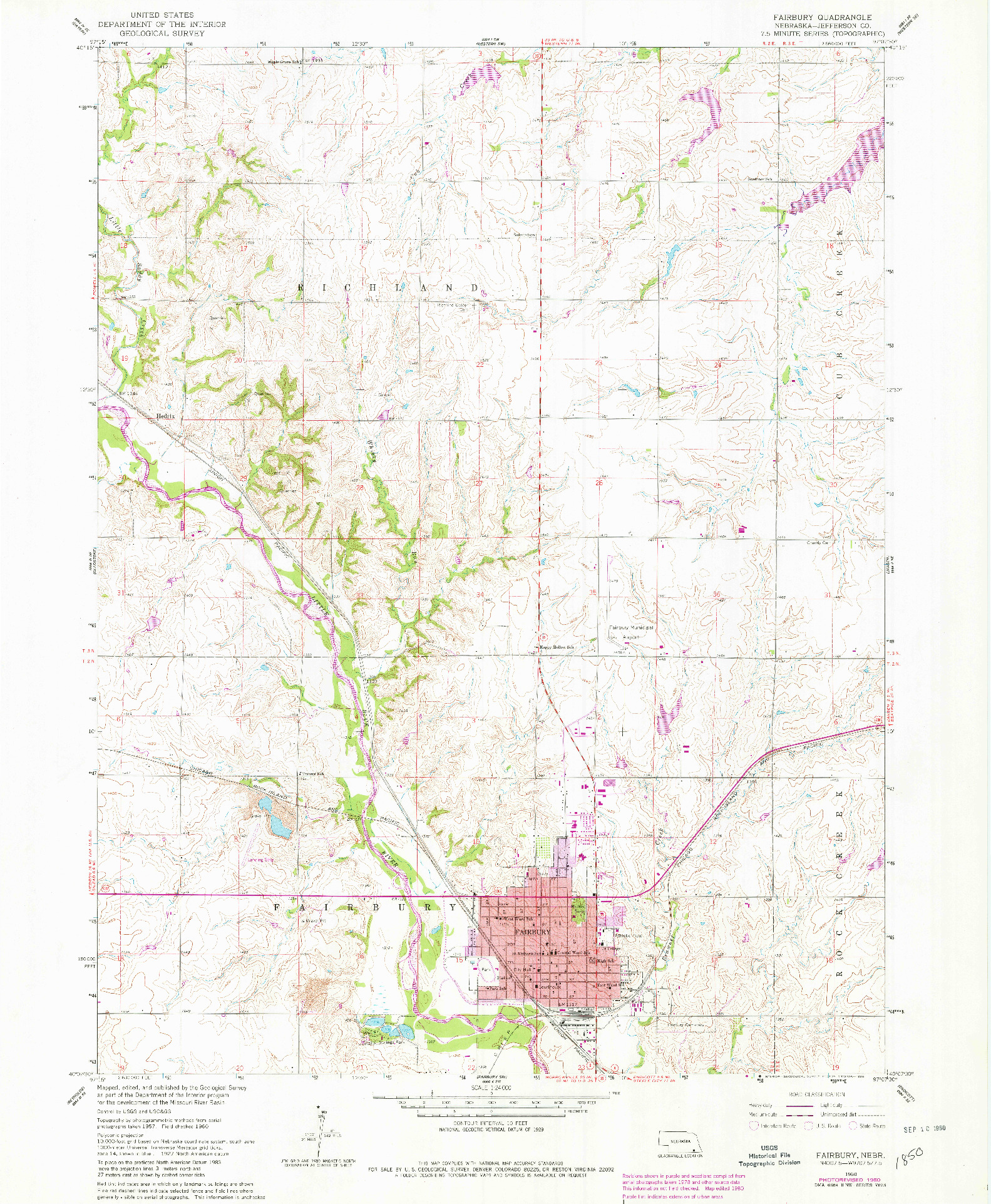 USGS 1:24000-SCALE QUADRANGLE FOR FAIRBURY, NE 1960