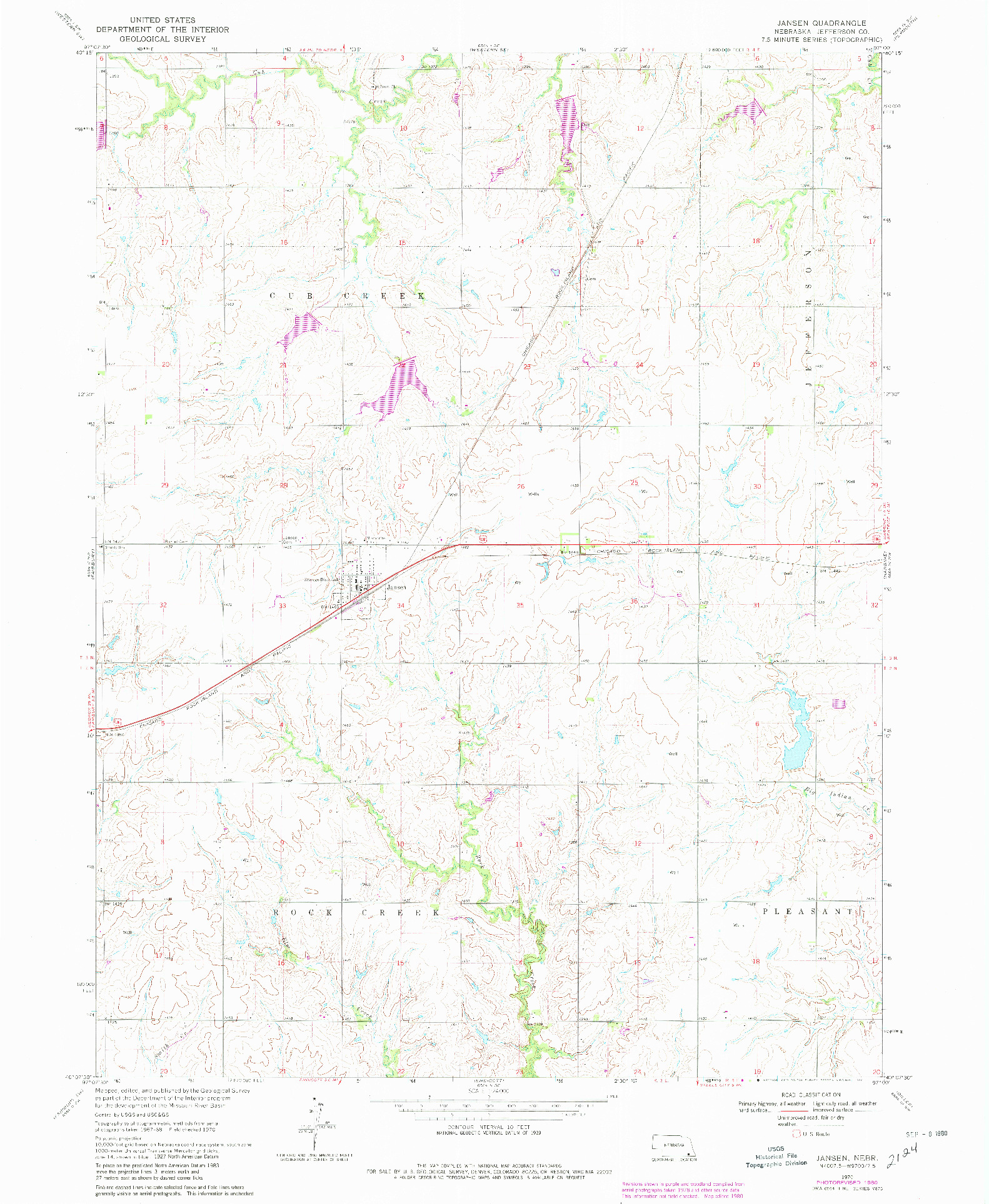 USGS 1:24000-SCALE QUADRANGLE FOR JANSEN, NE 1970