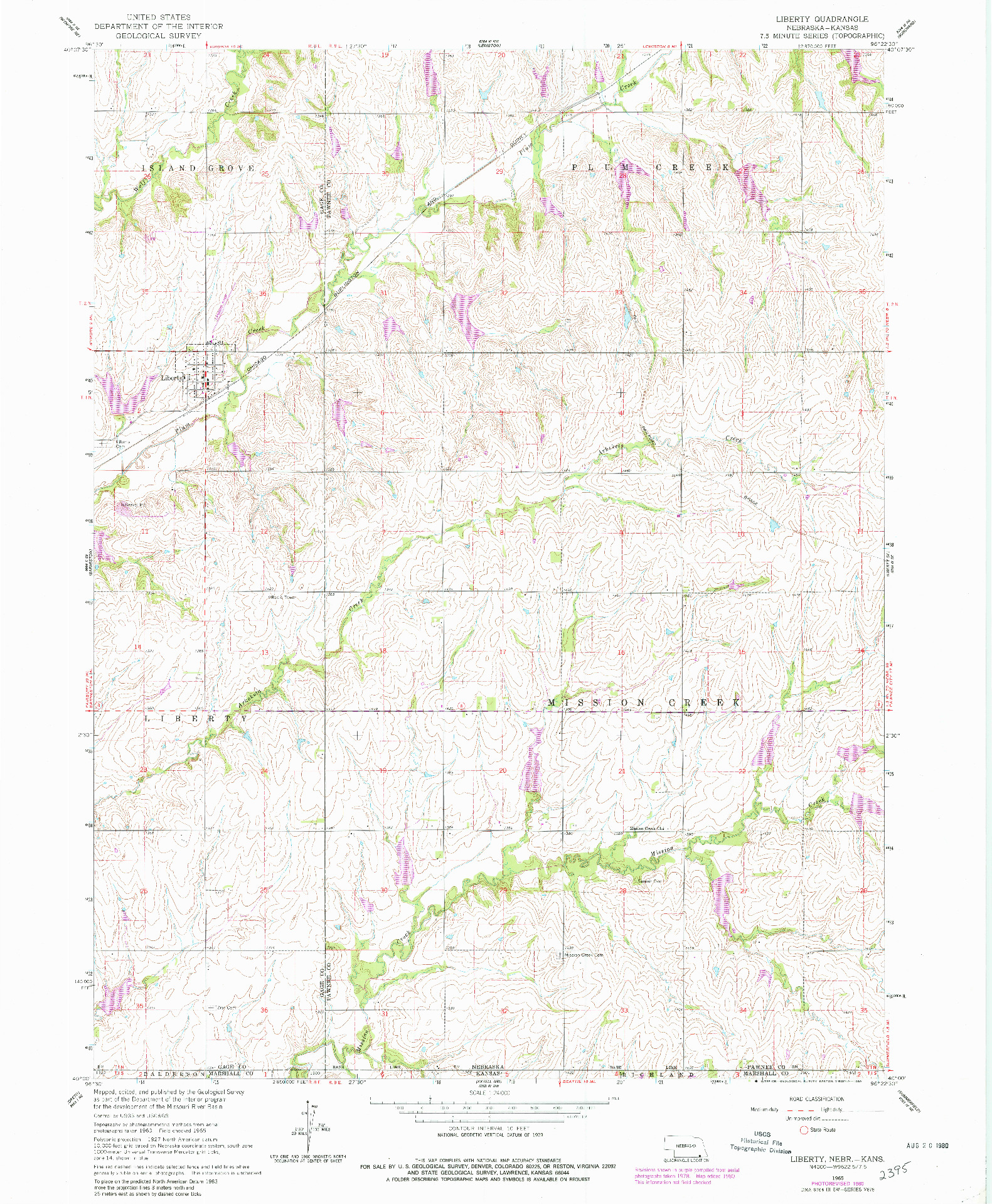 USGS 1:24000-SCALE QUADRANGLE FOR LIBERTY, NE 1965