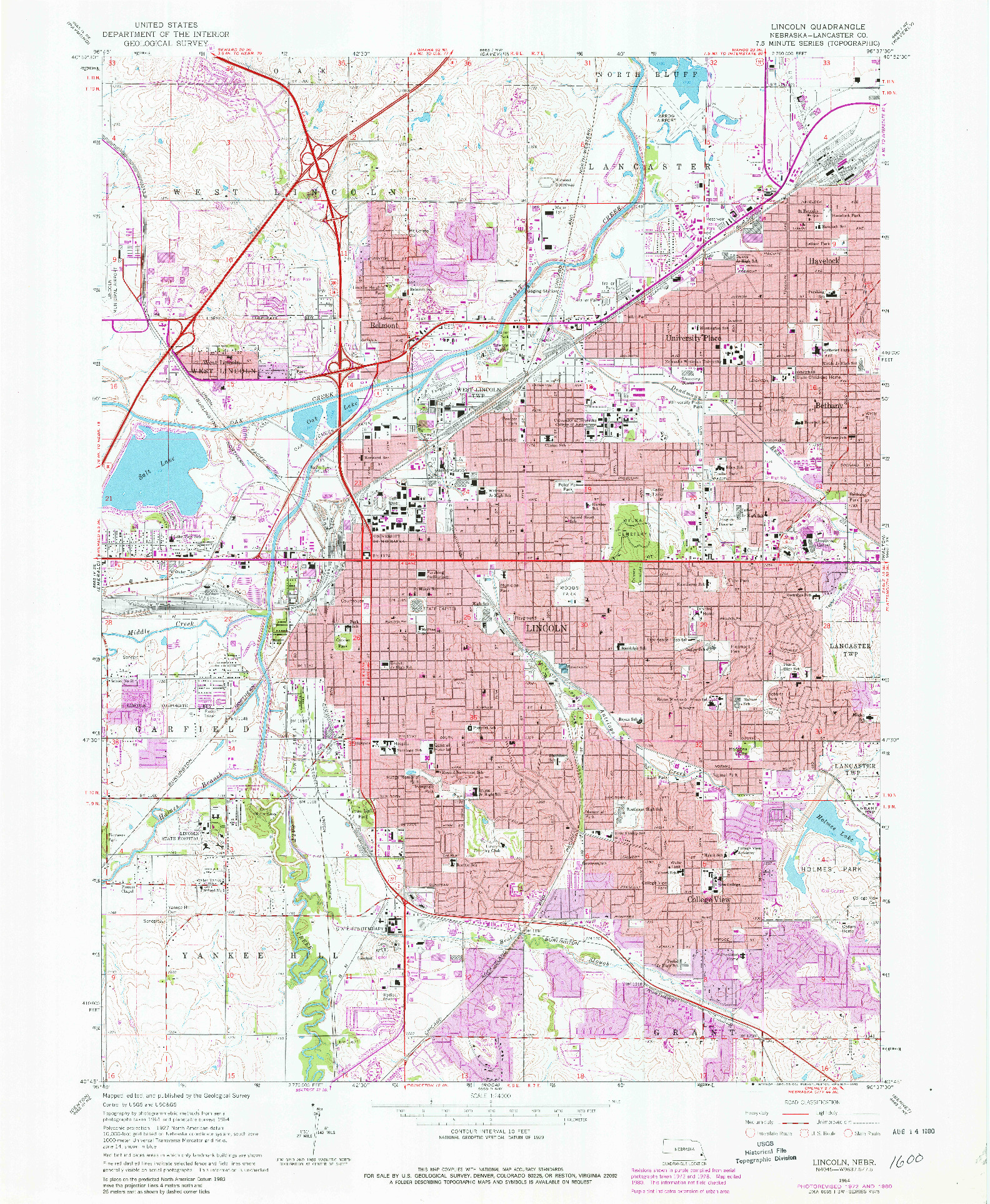 USGS 1:24000-SCALE QUADRANGLE FOR LINCOLN, NE 1964