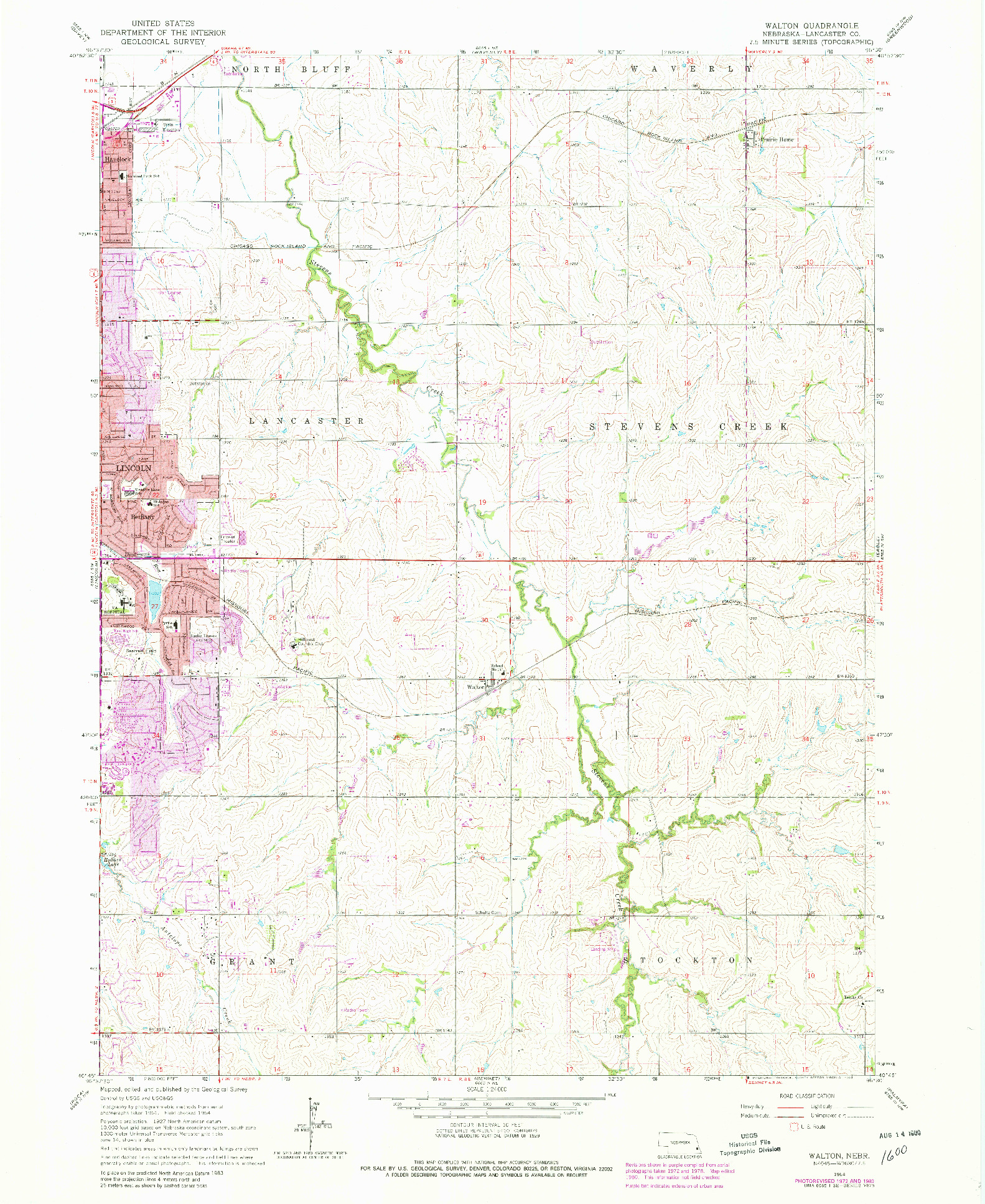 USGS 1:24000-SCALE QUADRANGLE FOR WALTON, NE 1964