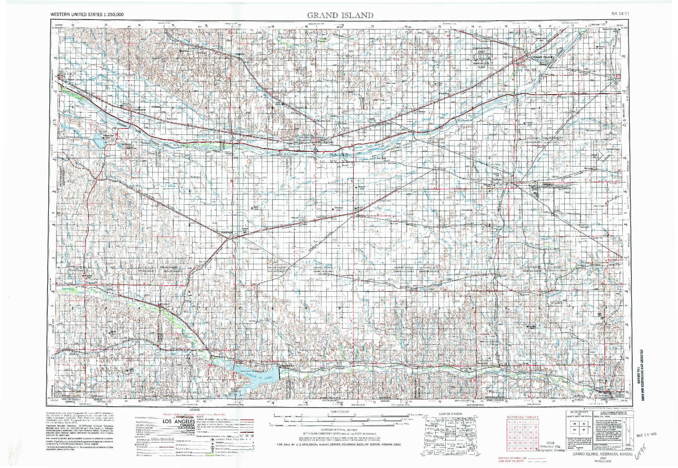 USGS 1:250000-SCALE QUADRANGLE FOR GRAND ISLAND, NE 1955