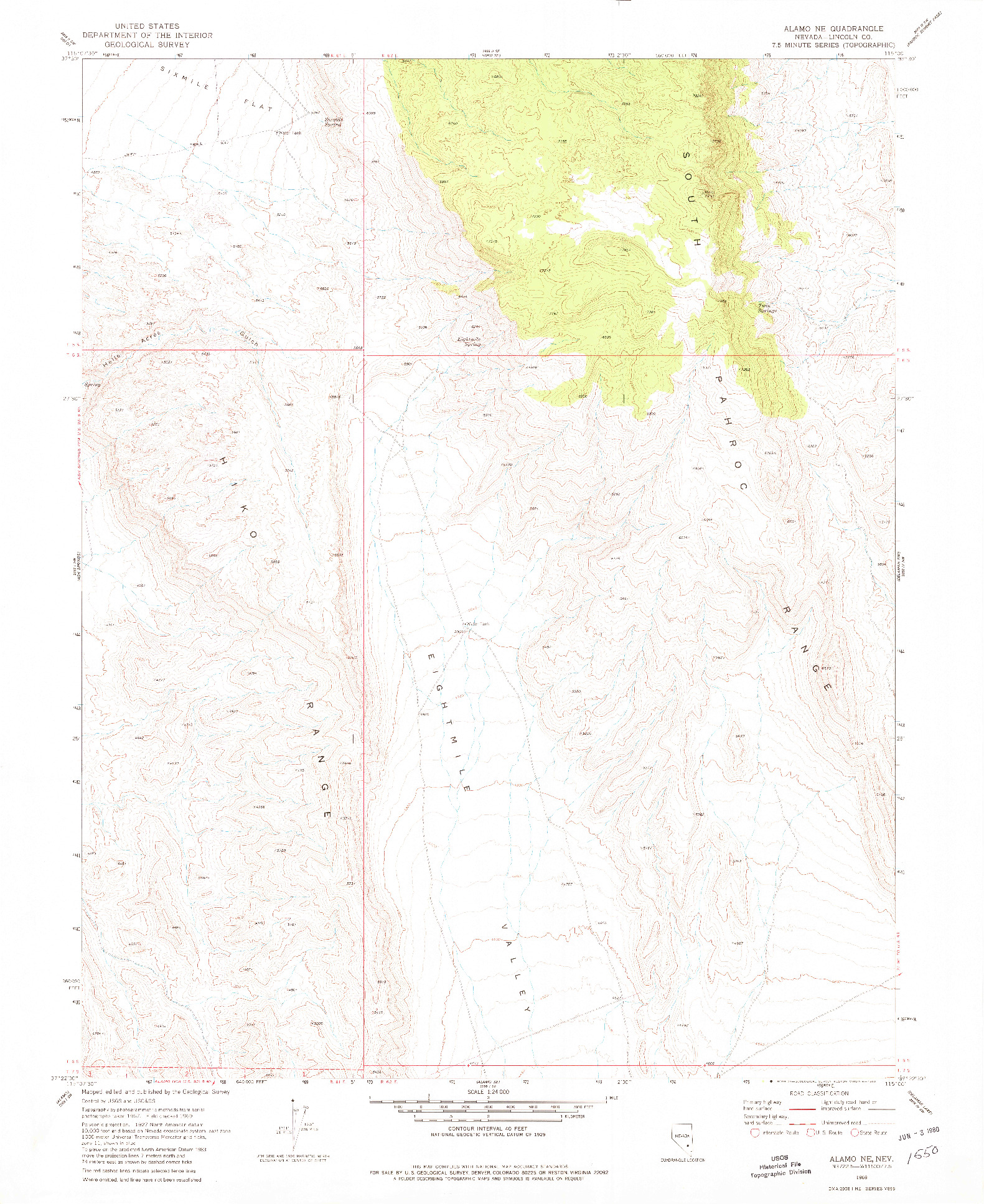 USGS 1:24000-SCALE QUADRANGLE FOR ALAMO NE, NV 1969