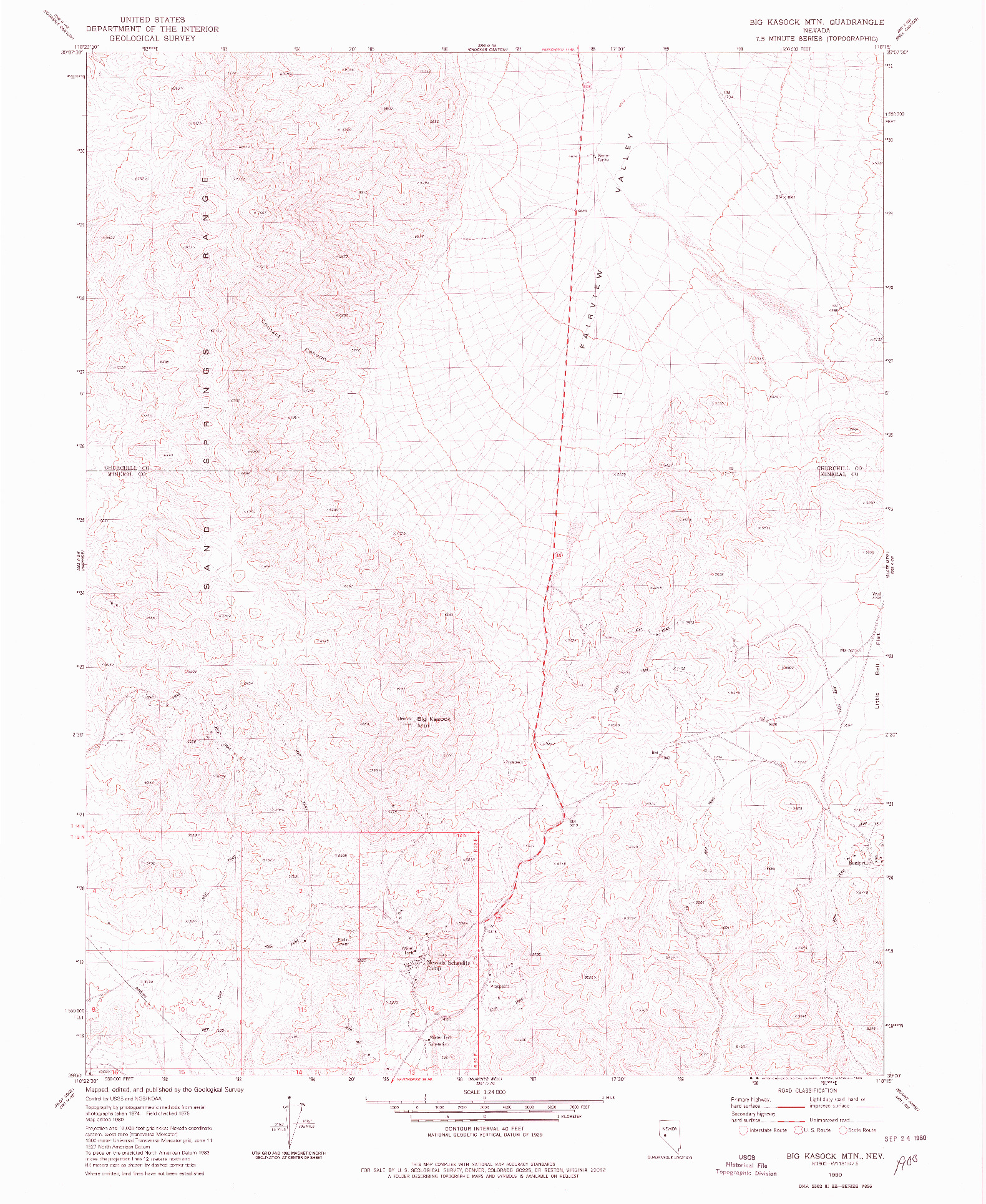 USGS 1:24000-SCALE QUADRANGLE FOR BIG KASOCK MTN, NV 1980