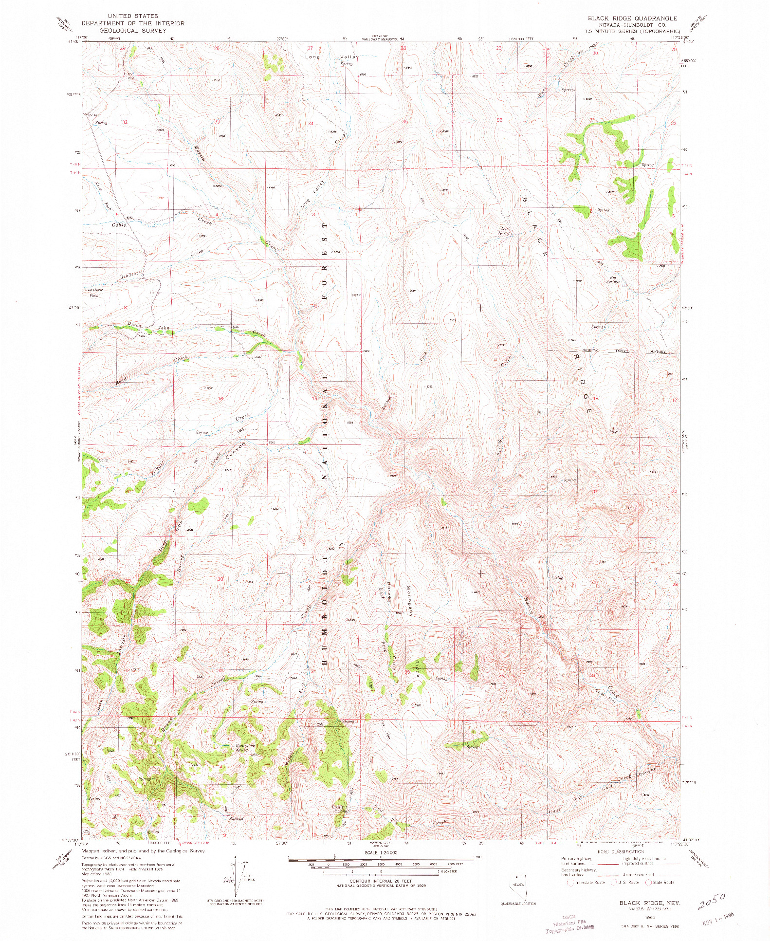 USGS 1:24000-SCALE QUADRANGLE FOR BLACK RIDGE, NV 1980