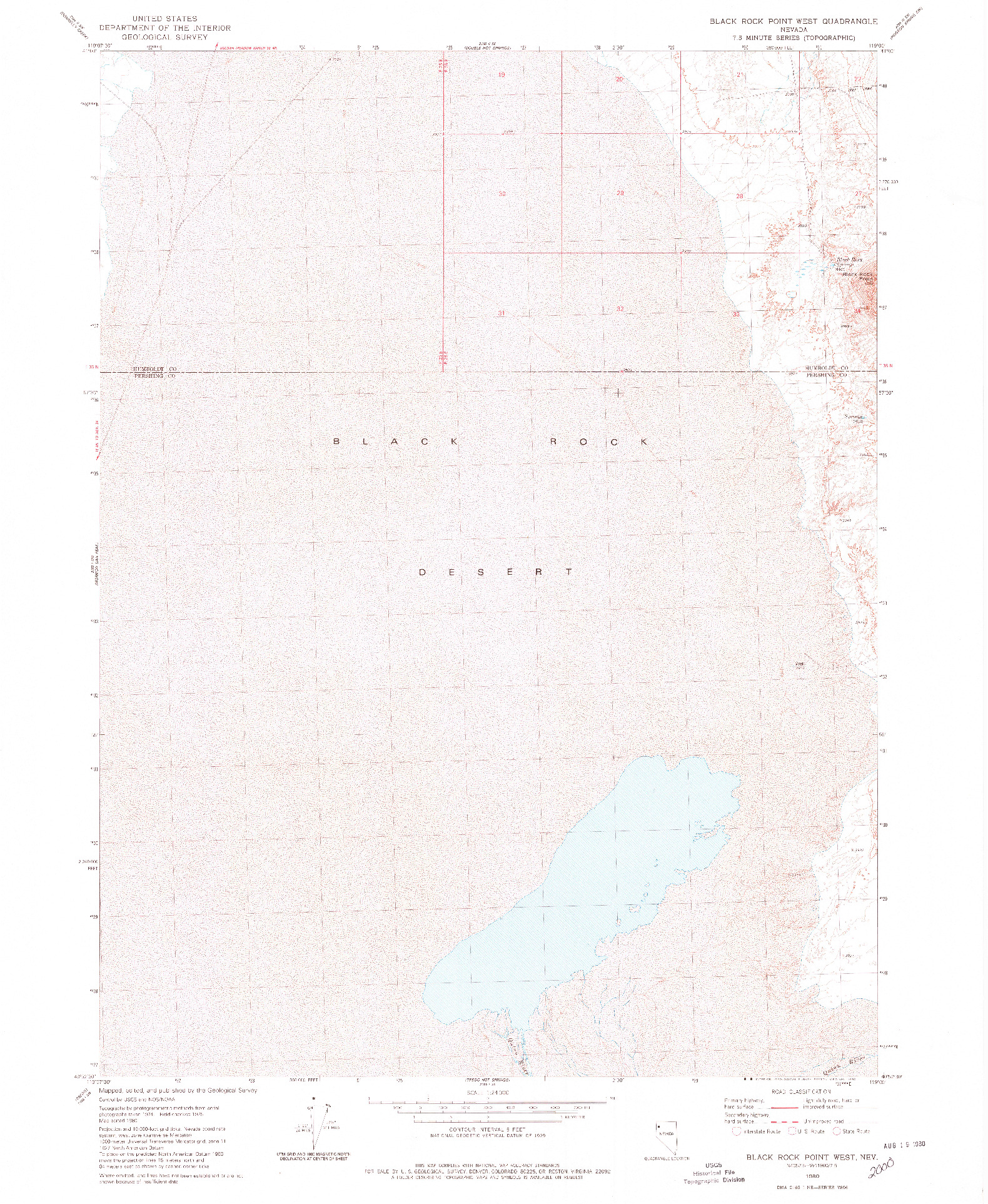 USGS 1:24000-SCALE QUADRANGLE FOR BLACK ROCK POINT WEST, NV 1980