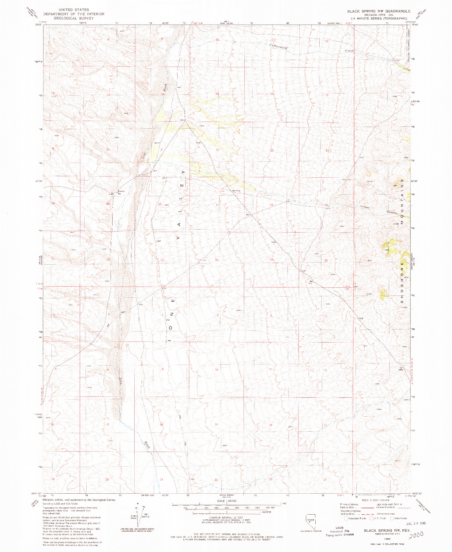 USGS 1:24000-SCALE QUADRANGLE FOR BLACK SPRING NW, NV 1980