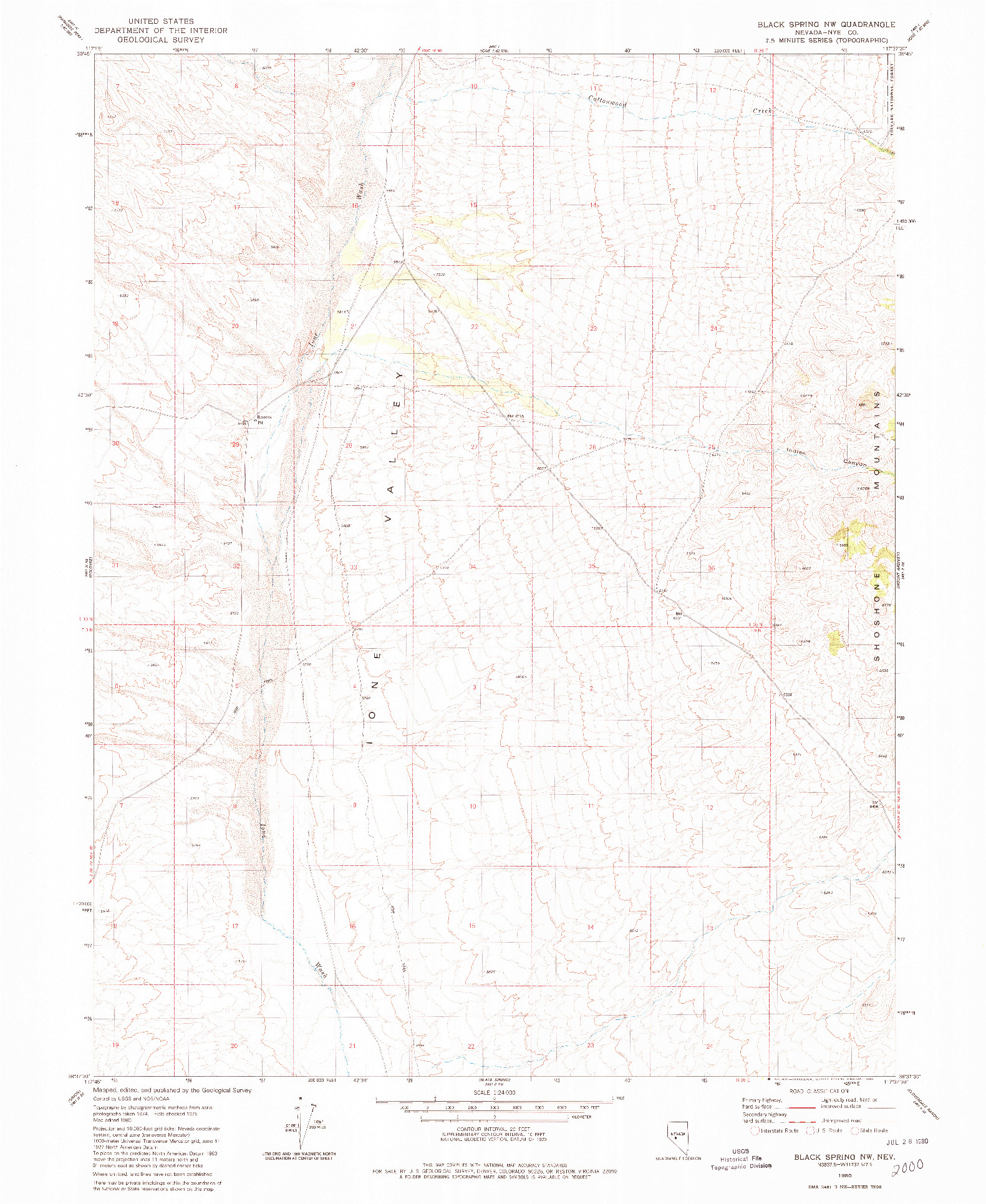 USGS 1:24000-SCALE QUADRANGLE FOR BLACK SPRING NW, NV 1980