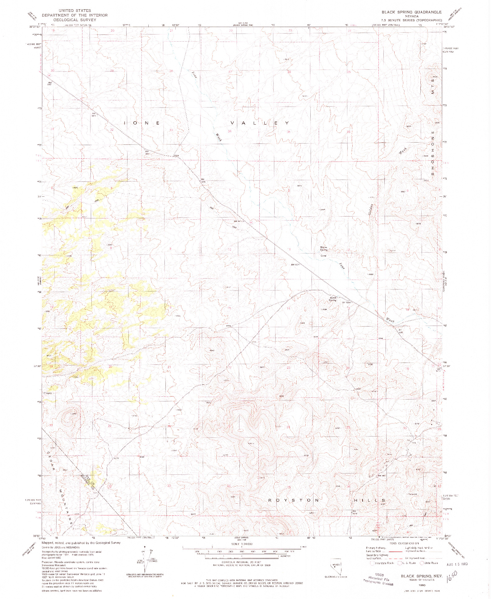 USGS 1:24000-SCALE QUADRANGLE FOR BLACK SPRING, NV 1980