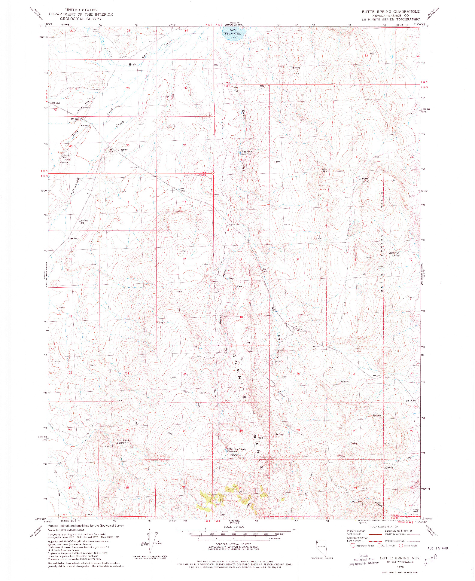 USGS 1:24000-SCALE QUADRANGLE FOR BUTTE SPRING, NV 1979