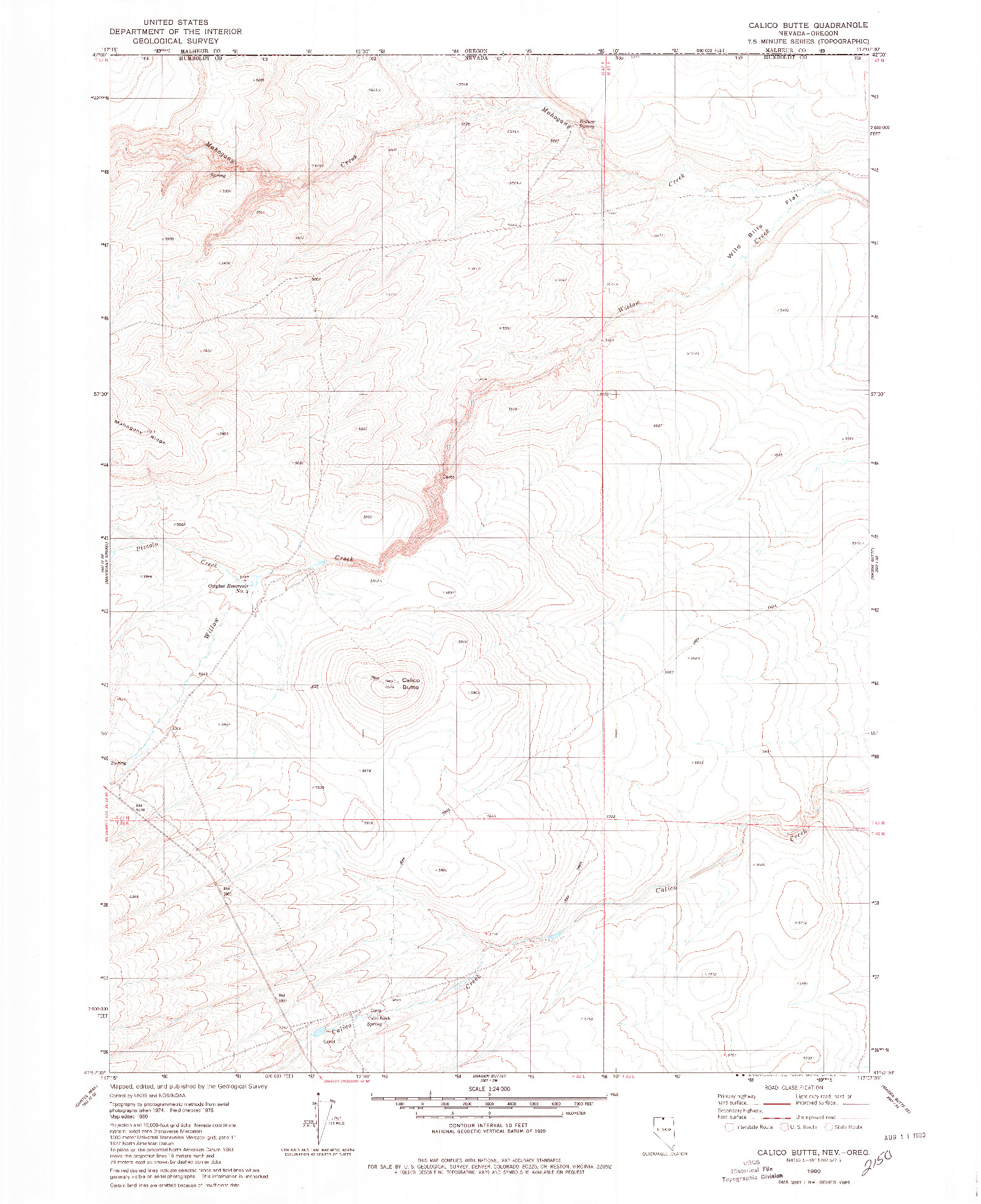 USGS 1:24000-SCALE QUADRANGLE FOR CALICO BUTTE, NV 1980
