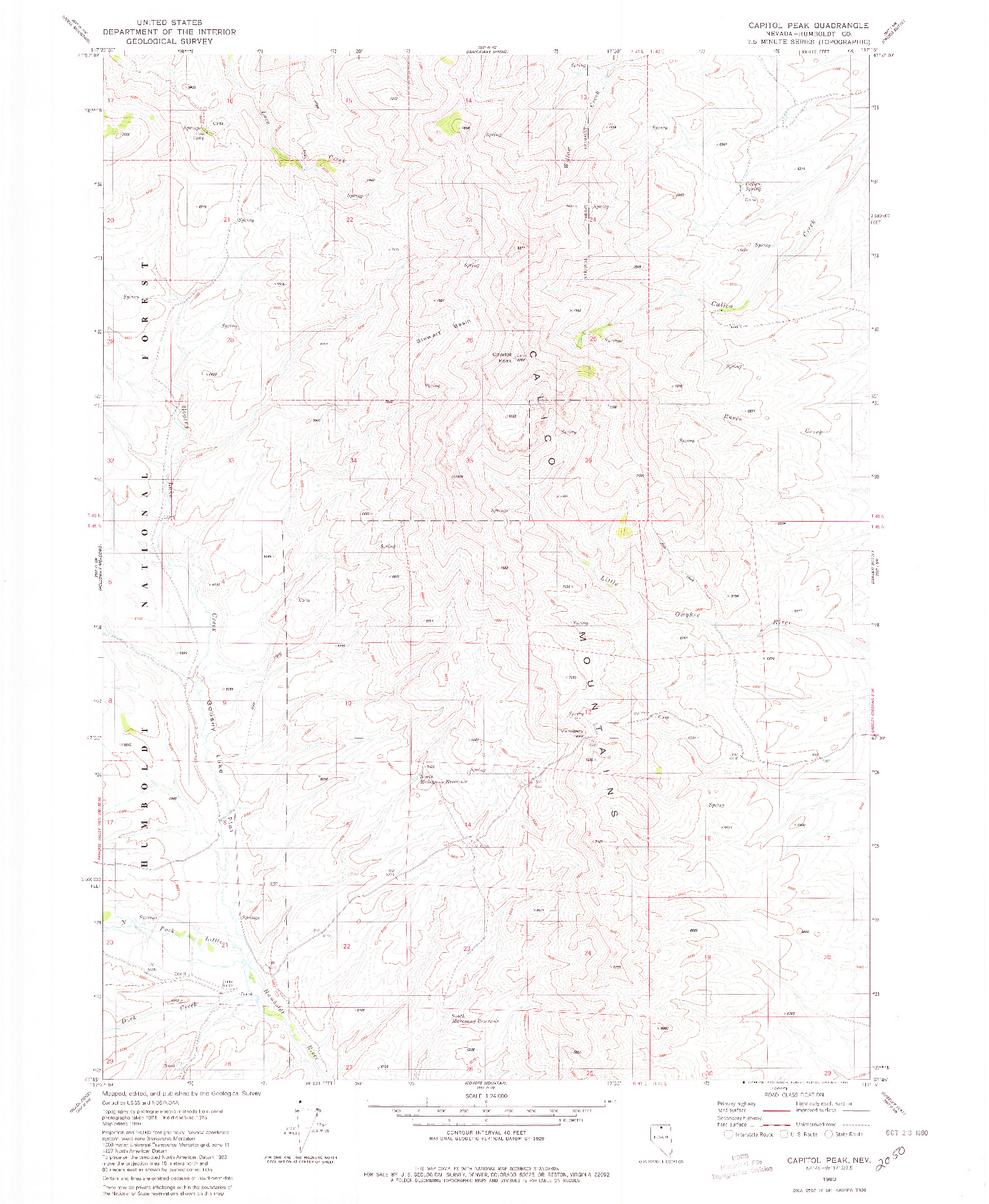 USGS 1:24000-SCALE QUADRANGLE FOR CAPITOL PEAK, NV 1980