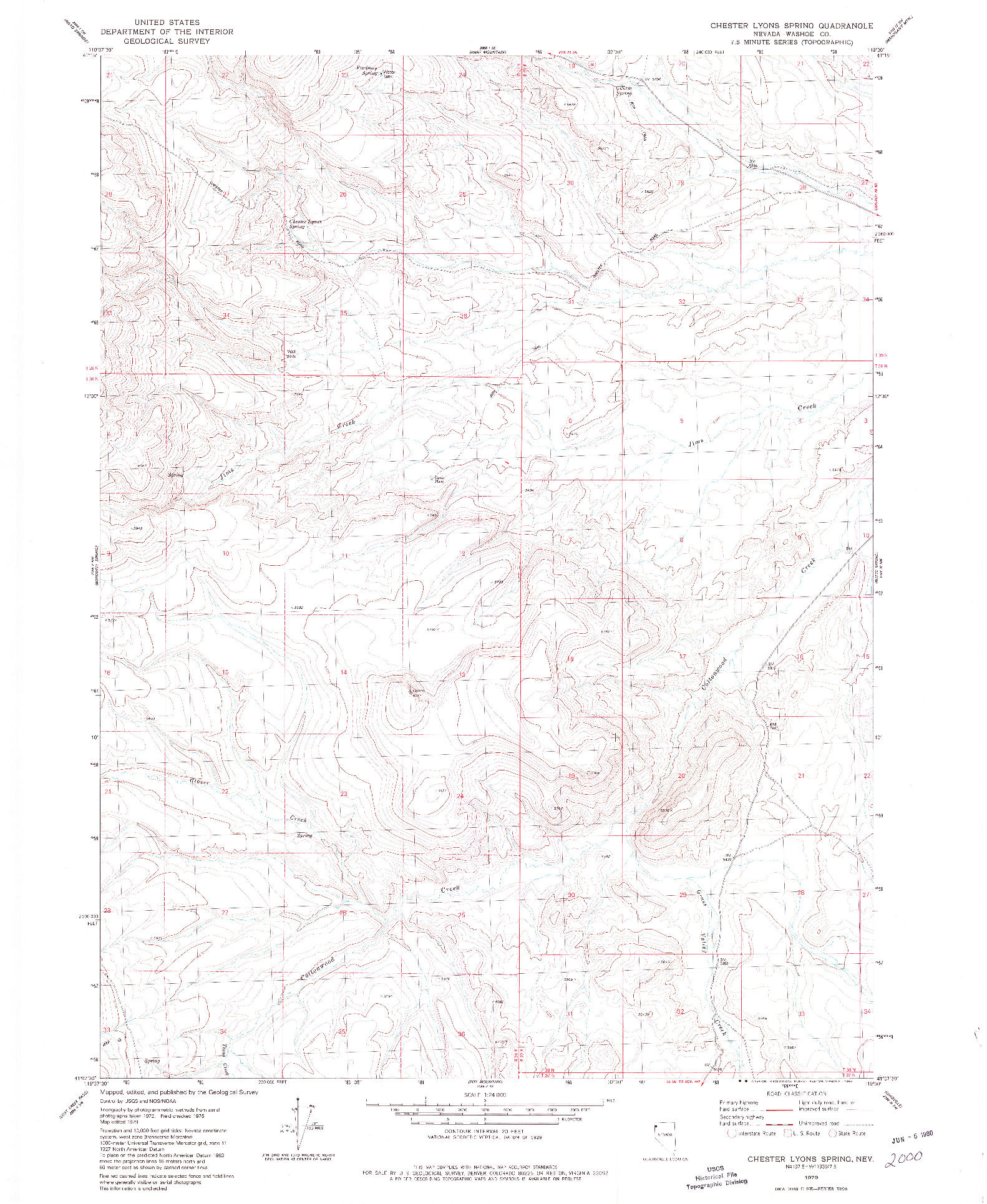 USGS 1:24000-SCALE QUADRANGLE FOR CHESTER LYONS SPRING, NV 1979