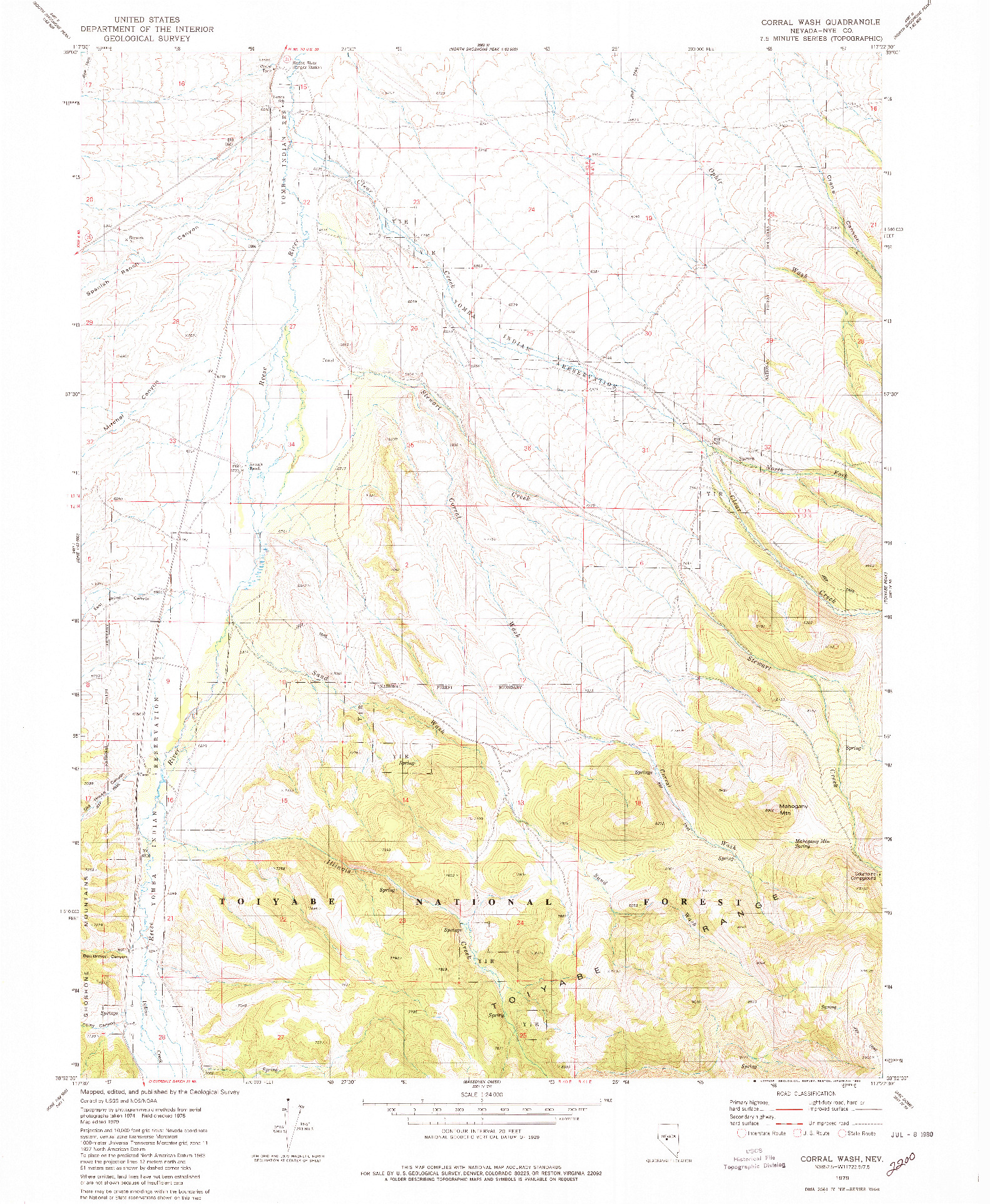 USGS 1:24000-SCALE QUADRANGLE FOR CORRAL WASH, NV 1979