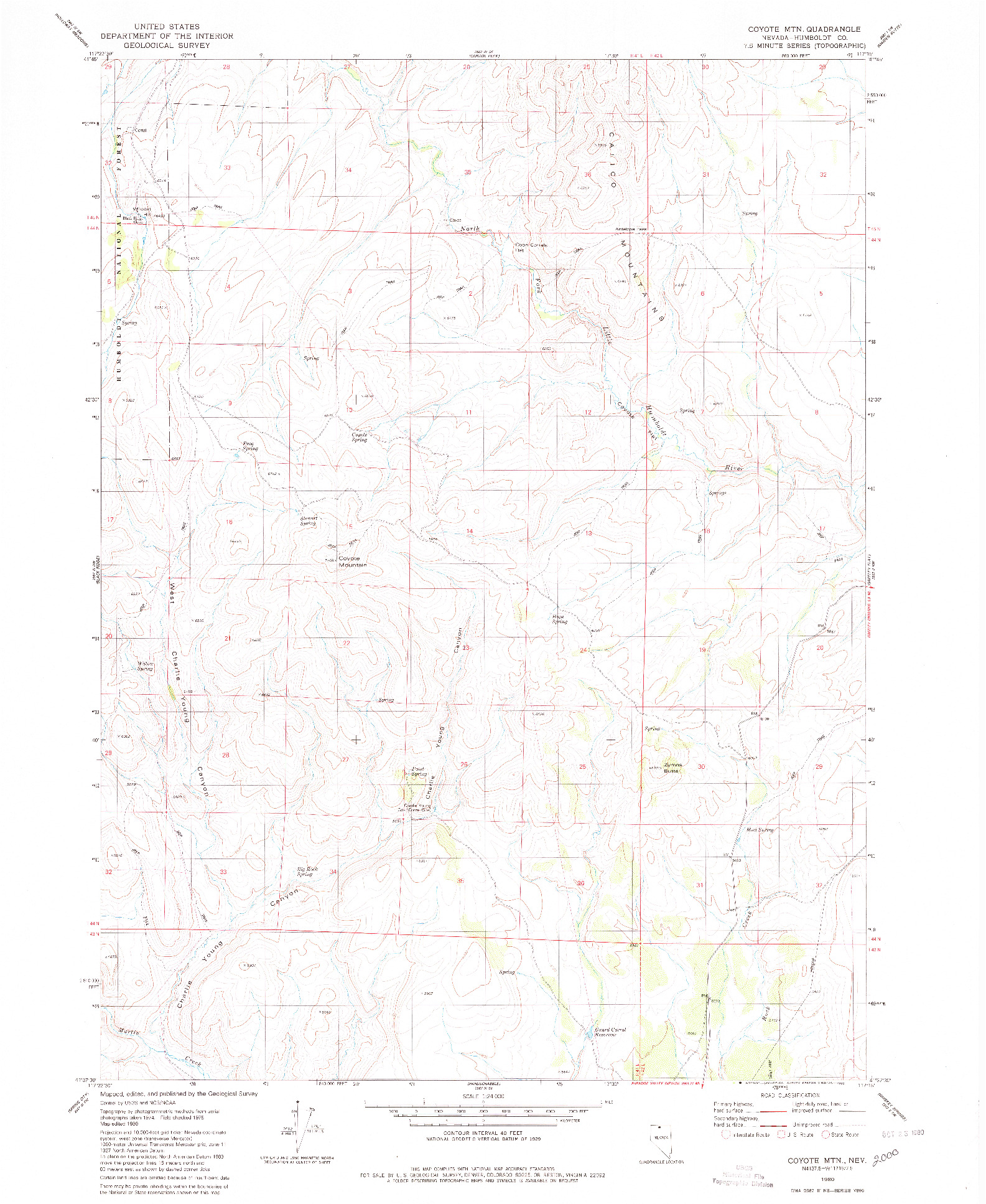 USGS 1:24000-SCALE QUADRANGLE FOR COYOTE MTN., NV 1980