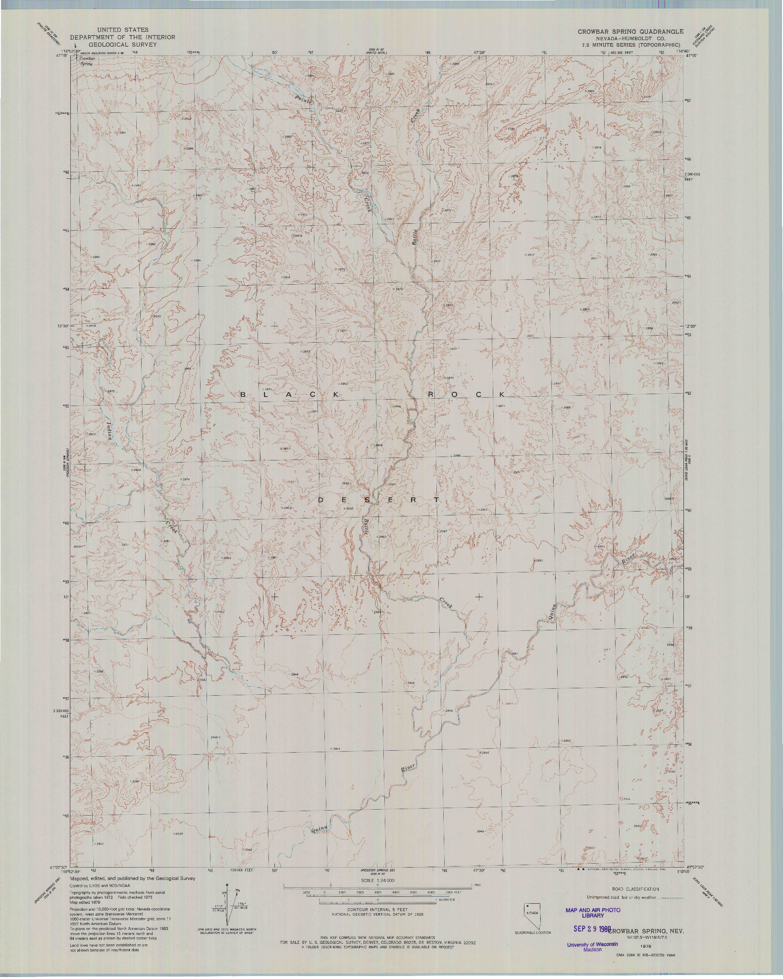 USGS 1:24000-SCALE QUADRANGLE FOR CROWBAR SPRING, NV 1979