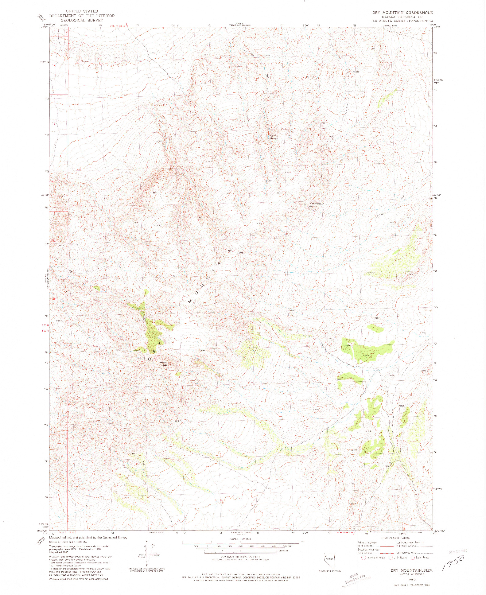 USGS 1:24000-SCALE QUADRANGLE FOR DRY MOUNTAIN, NV 1980