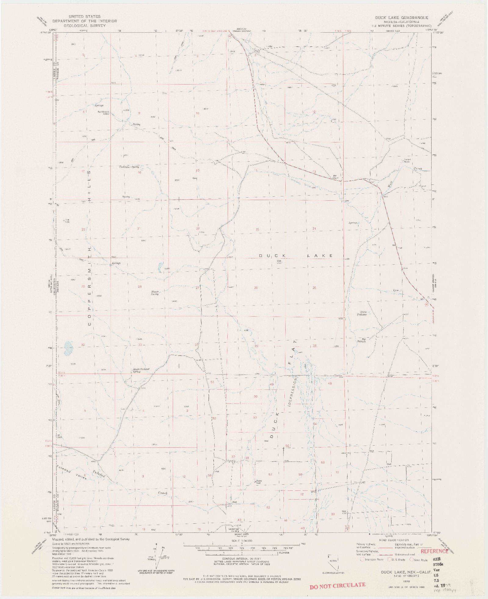 USGS 1:24000-SCALE QUADRANGLE FOR DUCK LAKE, NV 1979