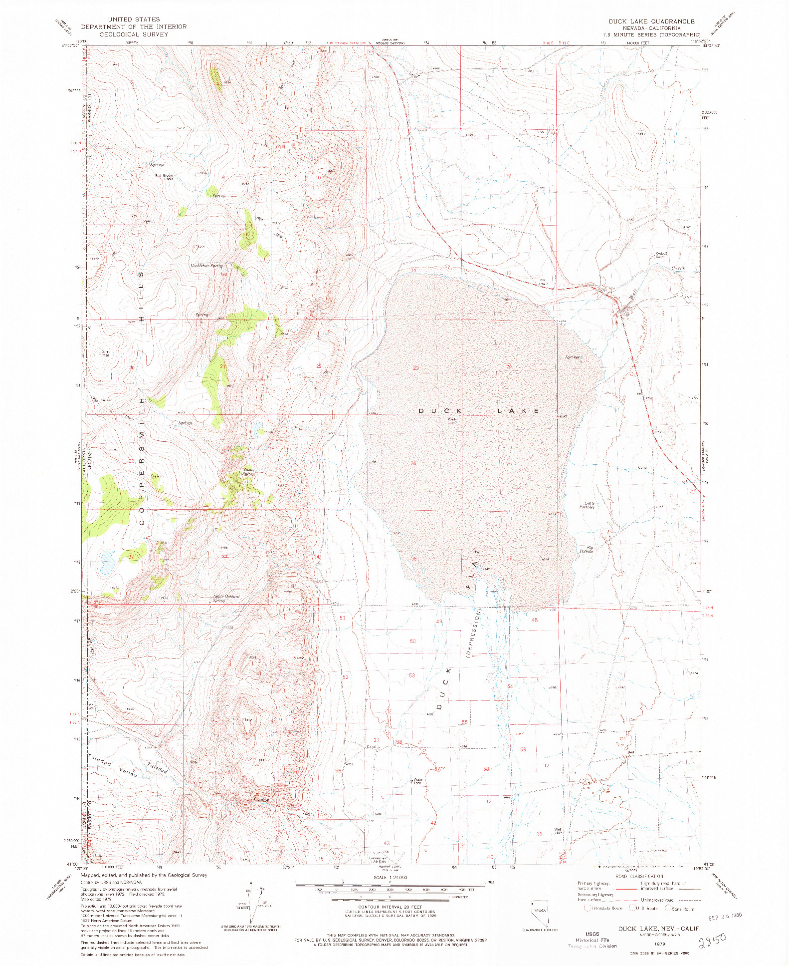 USGS 1:24000-SCALE QUADRANGLE FOR DUCK LAKE, NV 1979
