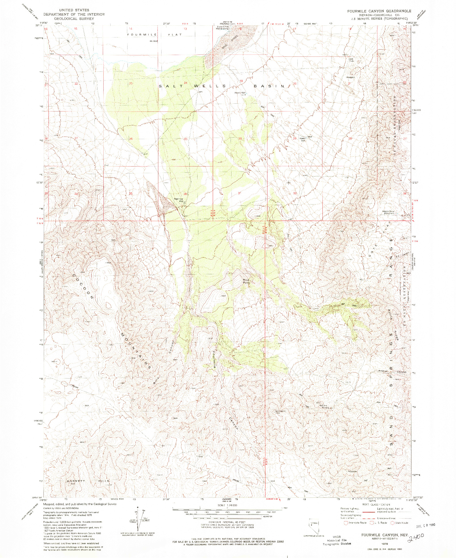 USGS 1:24000-SCALE QUADRANGLE FOR FOURMILE CANYON, NV 1979